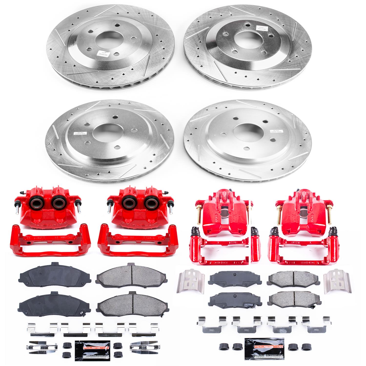 PowerStop Z23 Evolution Sport Brake Upgrade Kits with Calipers for 1997-2004 CORVETTE - KC1560 Rotor/Pad/Caliper, Pads, Iron, Drilled/Slotted, Red Caliper, Front/Rear, Chevy, Kit thumbnail 5