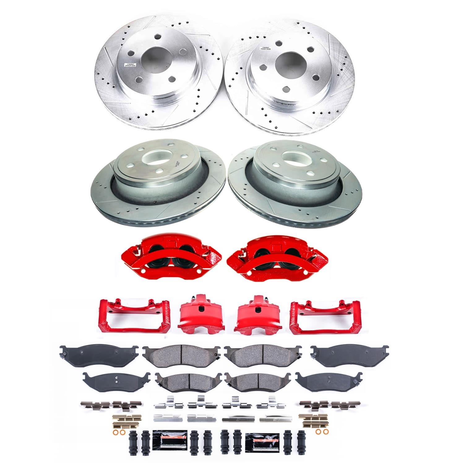 Power Stop 04-06 Dodge Durango Front and Rear Z23 Evolution Kit w/Cals (1x psbK2165, 1x psbS4836, 1x psbK2172, 1x psbS4876) thumbnail 2