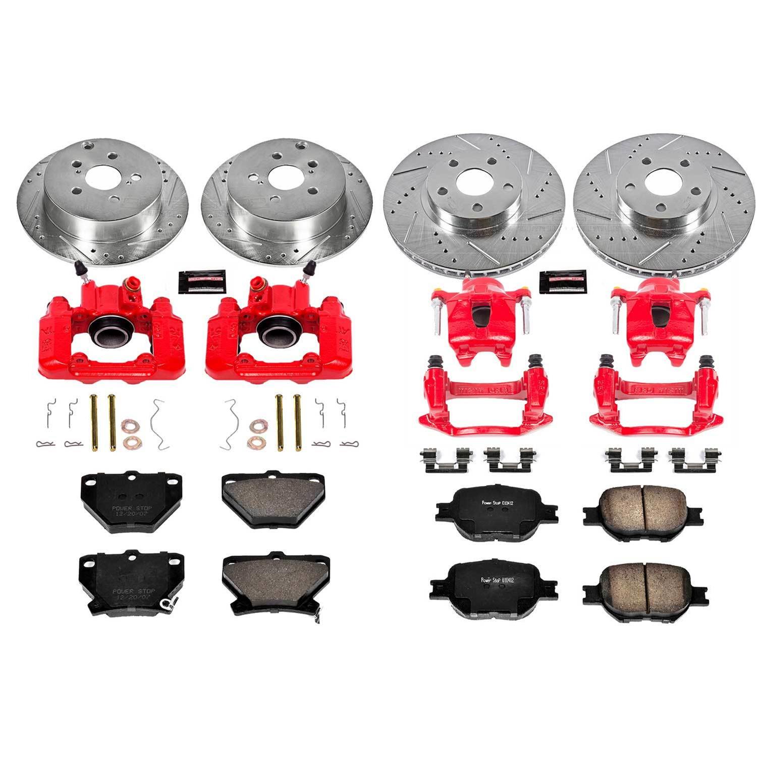 PowerStop Z23 Evolution Sport Brake Upgrade Kits with Calipers for 2000-2002 CELICA - KC2314 Rotors, Pads, Red Calipers, Drilled/Slotted Rotors, Pads, Front, Toyota, Kit thumbnail 8