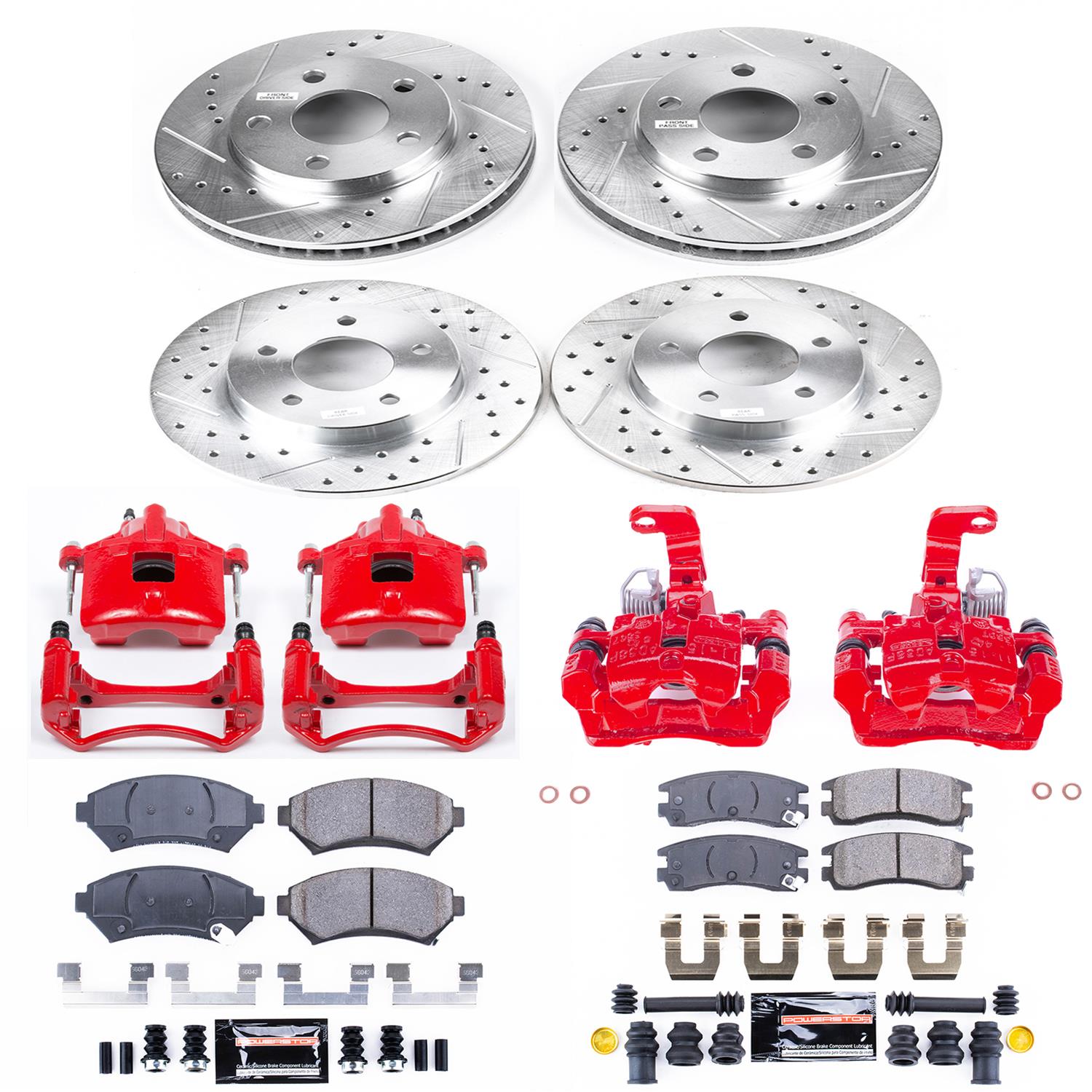 PowerStop Z23 Evolution Sport Brake Upgrade Kits with Calipers for 2000-2005 BONNEVILLE, LESABRE - KC2556 Disc Kit, Upgrade, Front and Rear, Cross-Drilled/Slotted Surface, Buick, Pontiac, Kit thumbnail 4
