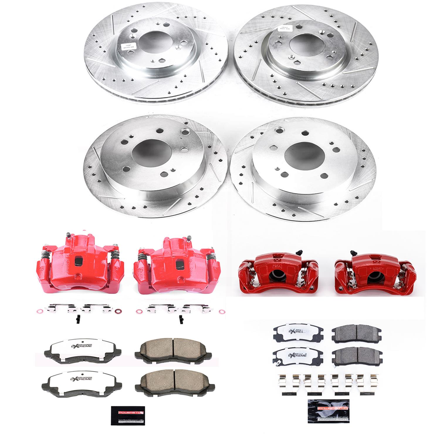 PowerStop Z26 Street Warrior Brake Upgrade Kits with Calipers for 2006-2012 ECLIPSE, 2004-2007 GALANT - KC2711-26 Disc Kits, Performance Calipers, Front and Rear, Cross-drilled/Slotted Rotors, Red Calipers, Mitsubishi, Kit thumbnail 8