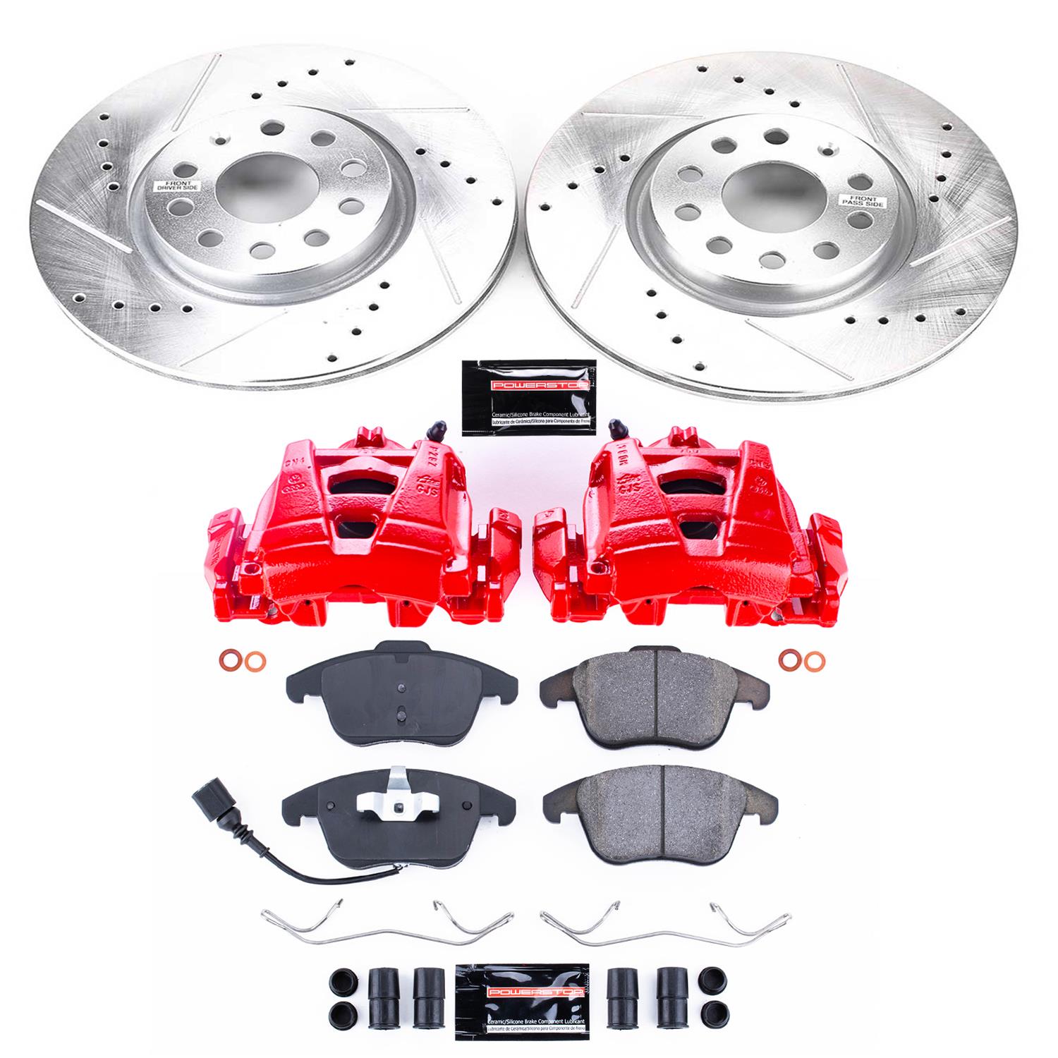PowerStop Z23 Evolution Sport Brake Upgrade Kits with Calipers KC2963 Disc Kit, Upgrade, Front, Cross-Drilled/Slotted Surface, Audi, Volkswagen, Kit thumbnail 2