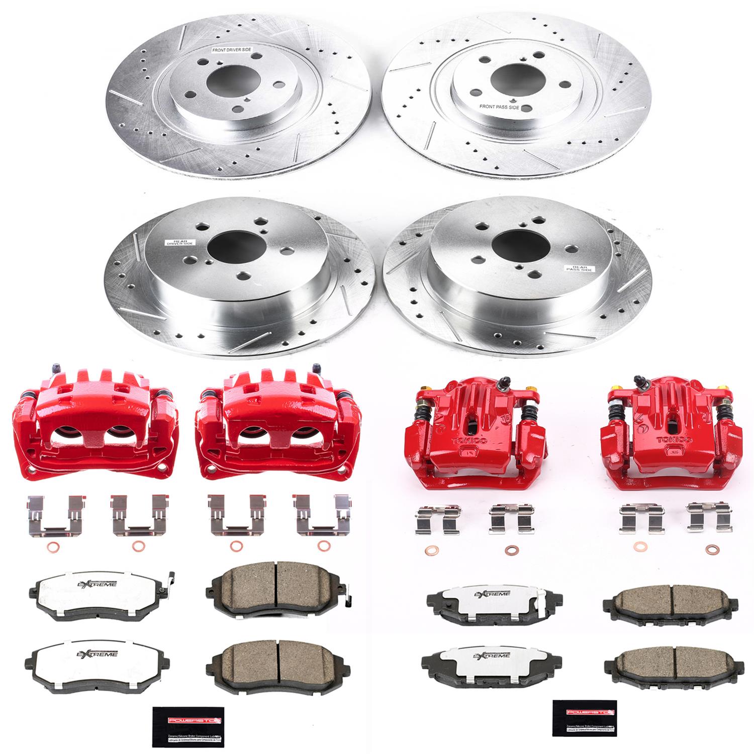 Power Stop 06-09 Subaru Legacy Front & Rear Z26 Street Warrior Brake Kit w/Calipers (1x psbKC4632A-26, 1x psbKC3038A-26) thumbnail 6