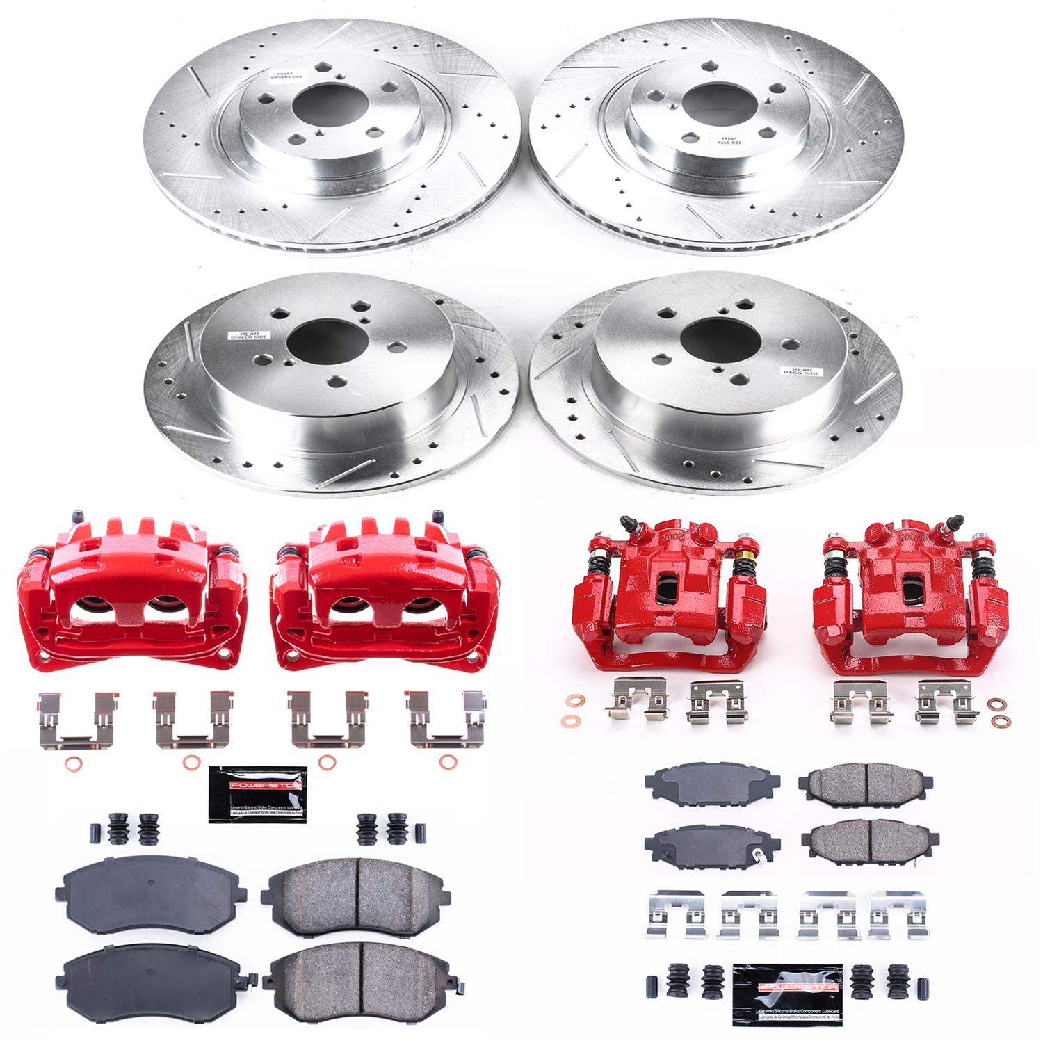 Power Stop 2005 Subaru Legacy Front & Rear Z23 Evolution Sport Brake Kit w/Calipers (1x psbK4632, 1x psbS2682B, 1x psbS3216, 1x psbK2373) thumbnail 2
