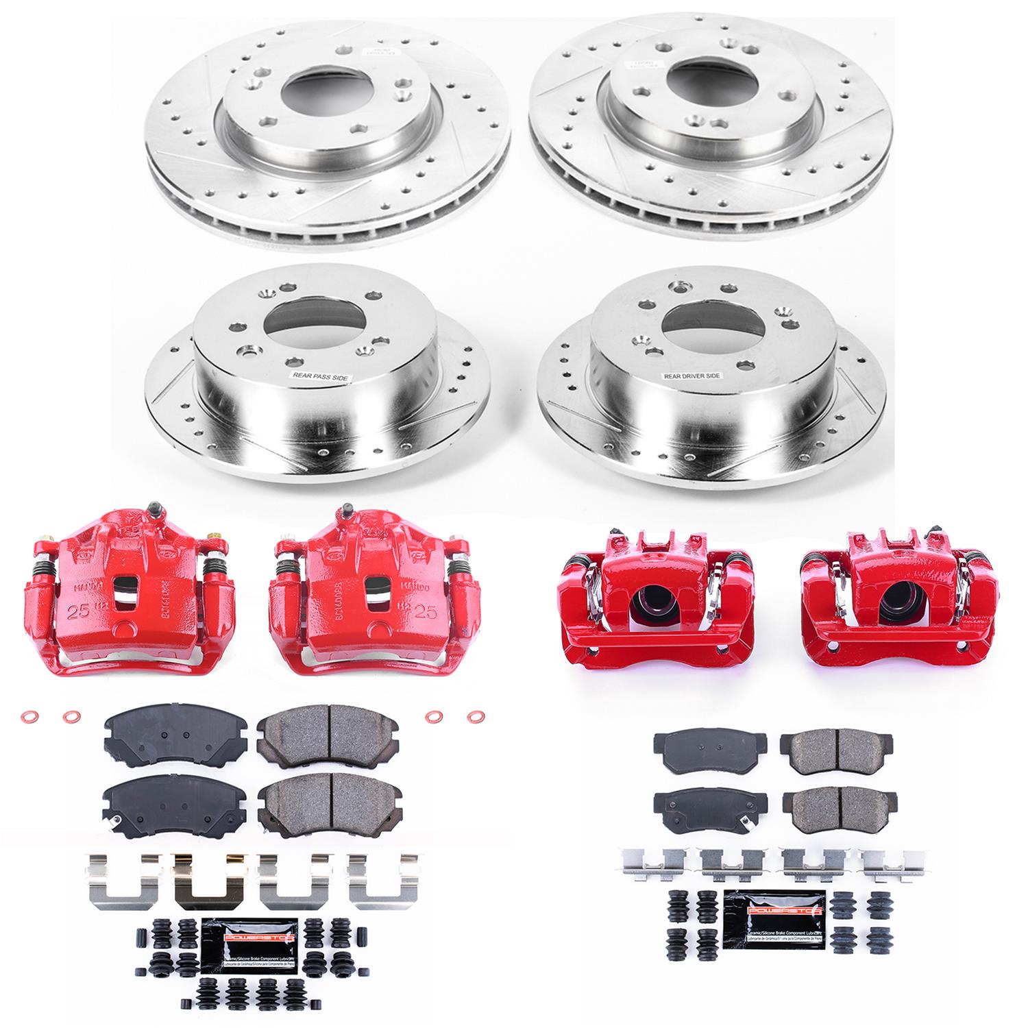 Power Stop 07-10 Hyundai Elantra Front & Rear Z23 Evolution Sport Brake Kit w/Calipers (1x psbS2998, 1x psbK5210, 1x psbK5291, 1x psbS3456) thumbnail 2