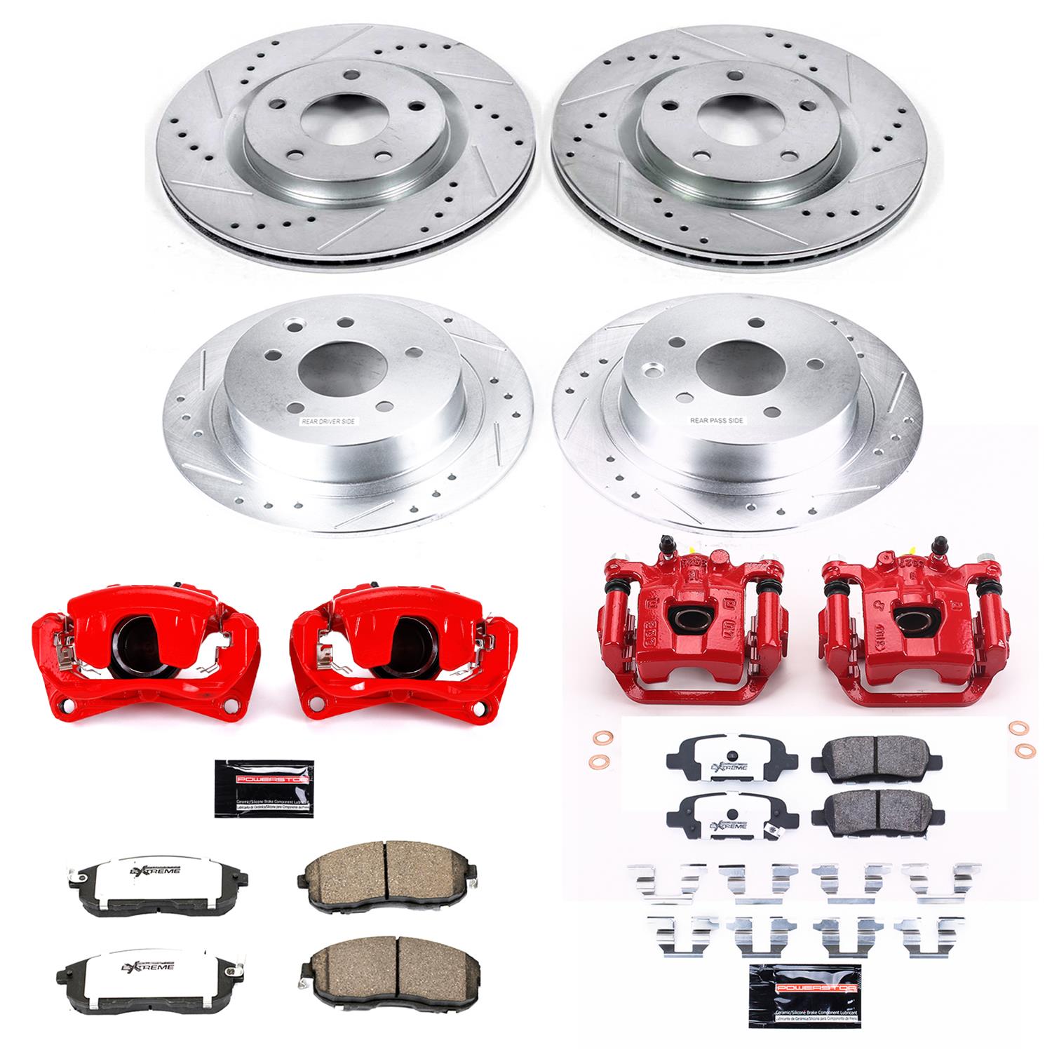 Power Stop 07-10 Nissan Sentra Front & Rear Z26 Street Warrior Brake Kit w/Calipers (1x psbKC5217A-26, 1x psbKC098B-26) thumbnail 8