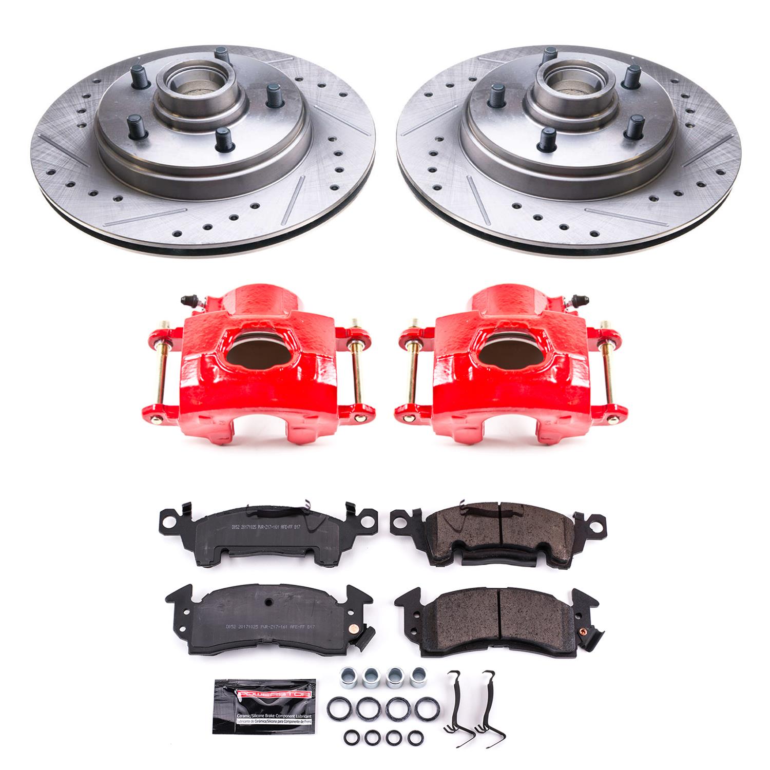 Power Stop K4535 Z23 Daily Driver Front Brake Kit - Drilled & Slotted Rotors With Carbon Ceramic Pads