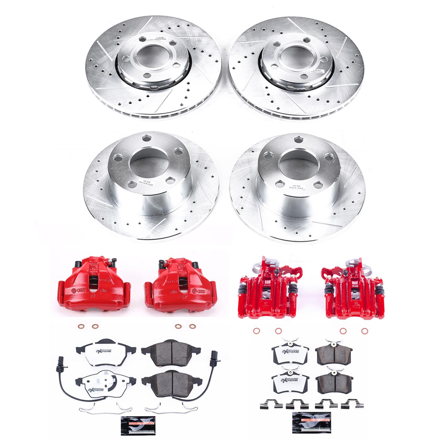 Power Stop 98-01 Audi A6 Front & Rear Z26 Street Warrior Brake Kit w/Calipers (1x psbKC528-26, 1x psbKC515-26) thumbnail 3