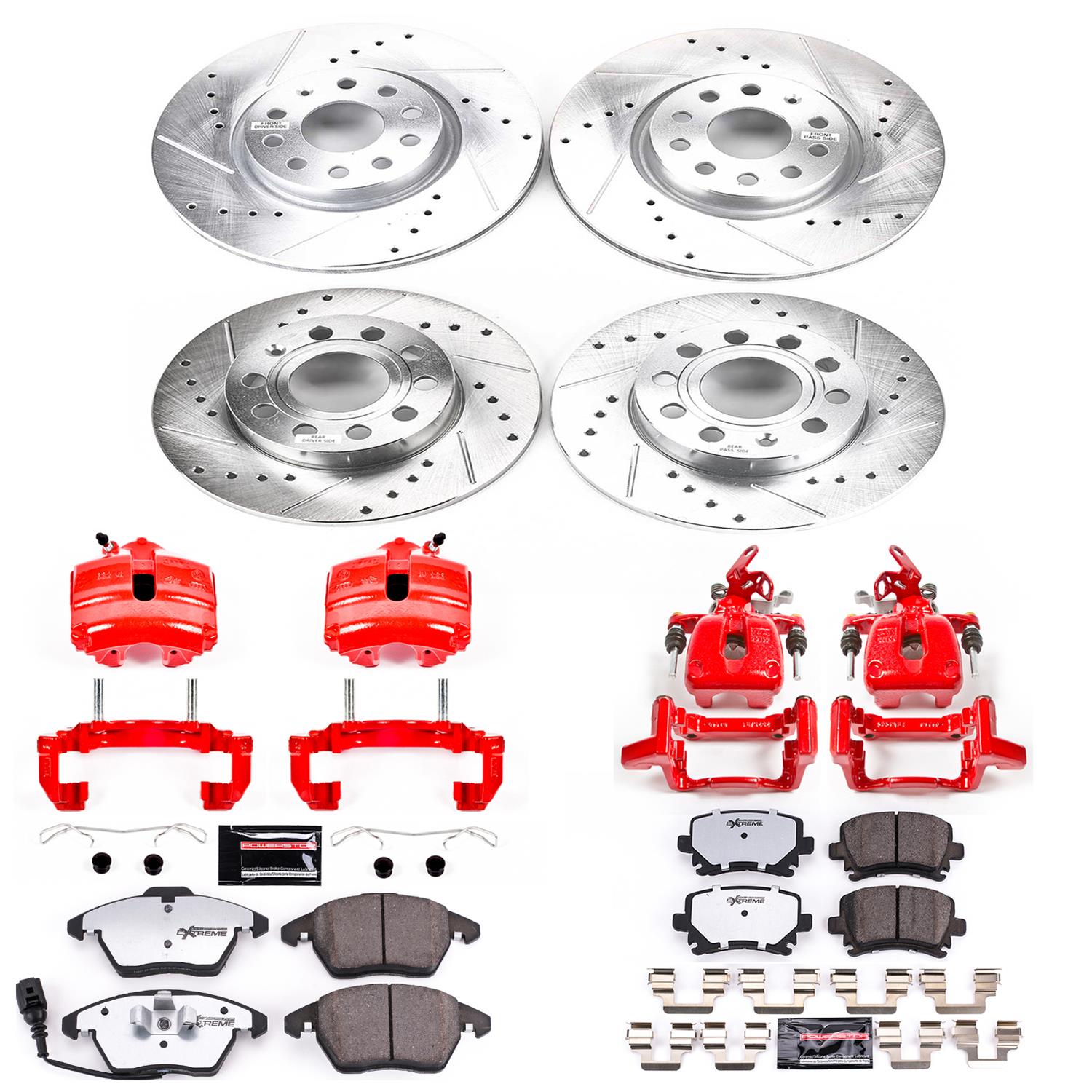 Power Stop 2008 Audi A3 Front & Rear Z26 Street Warrior Brake Kit w/Calipers (1x psbKC2259A-26, 1x psbKC4627A-26) thumbnail 5