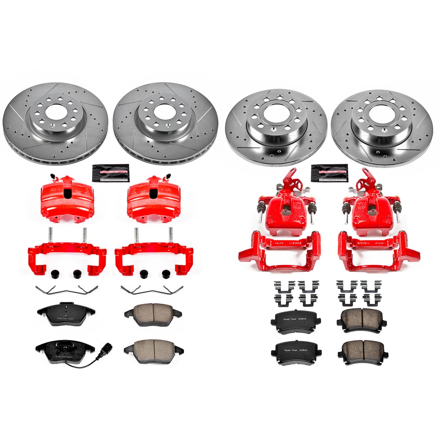 Power Stop 2008 Audi A3 Front & Rear Z23 Evolution Sport Brake Kit w/Calipers (1x psbK2259, 1x psbK4627, 1x psbS2974A, 1x psbS2976) thumbnail 2