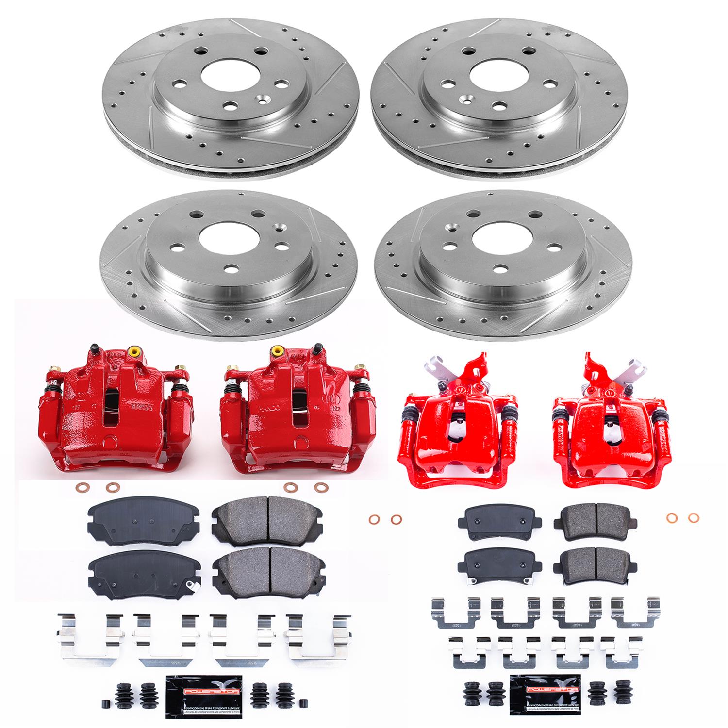 PowerStop Z23 Evolution Sport Brake Upgrade Kits with Calipers KC5523 Disc Kit, Upgrade, Front and Rear, Cross-Drilled/Slotted Surface, Buick, Chevrolet, Saab, Kit thumbnail 2