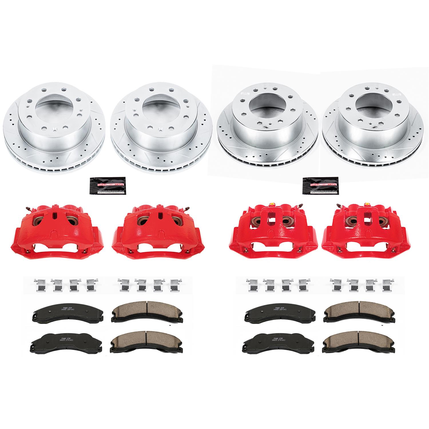 PowerStop Z23 Evolution Sport Brake Upgrade Kits with Calipers KC5561 Rotors, Pads, Red Calipers, Drilled/Slotted Rotors, Z-23 Pads, Front/Rear, Chevy, GMC, Kit thumbnail 8