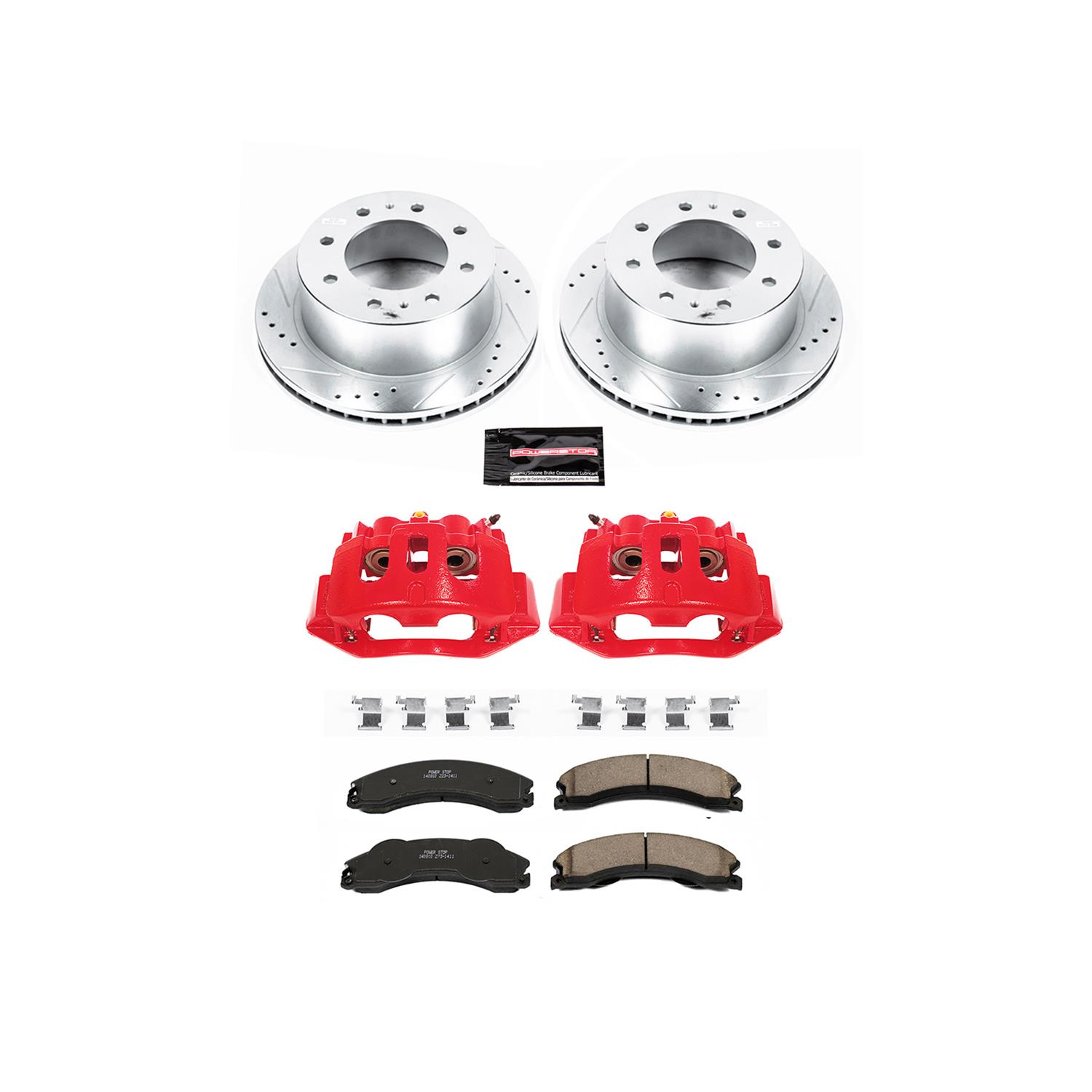 PowerStop Z23 Evolution Sport Brake Upgrade Kits with Calipers KC5563 Rotors, Pads, Red Calipers, Drilled/Slotted Rotors, Z-23 Pads, Rear, Chevy, GMC, Kit thumbnail 7