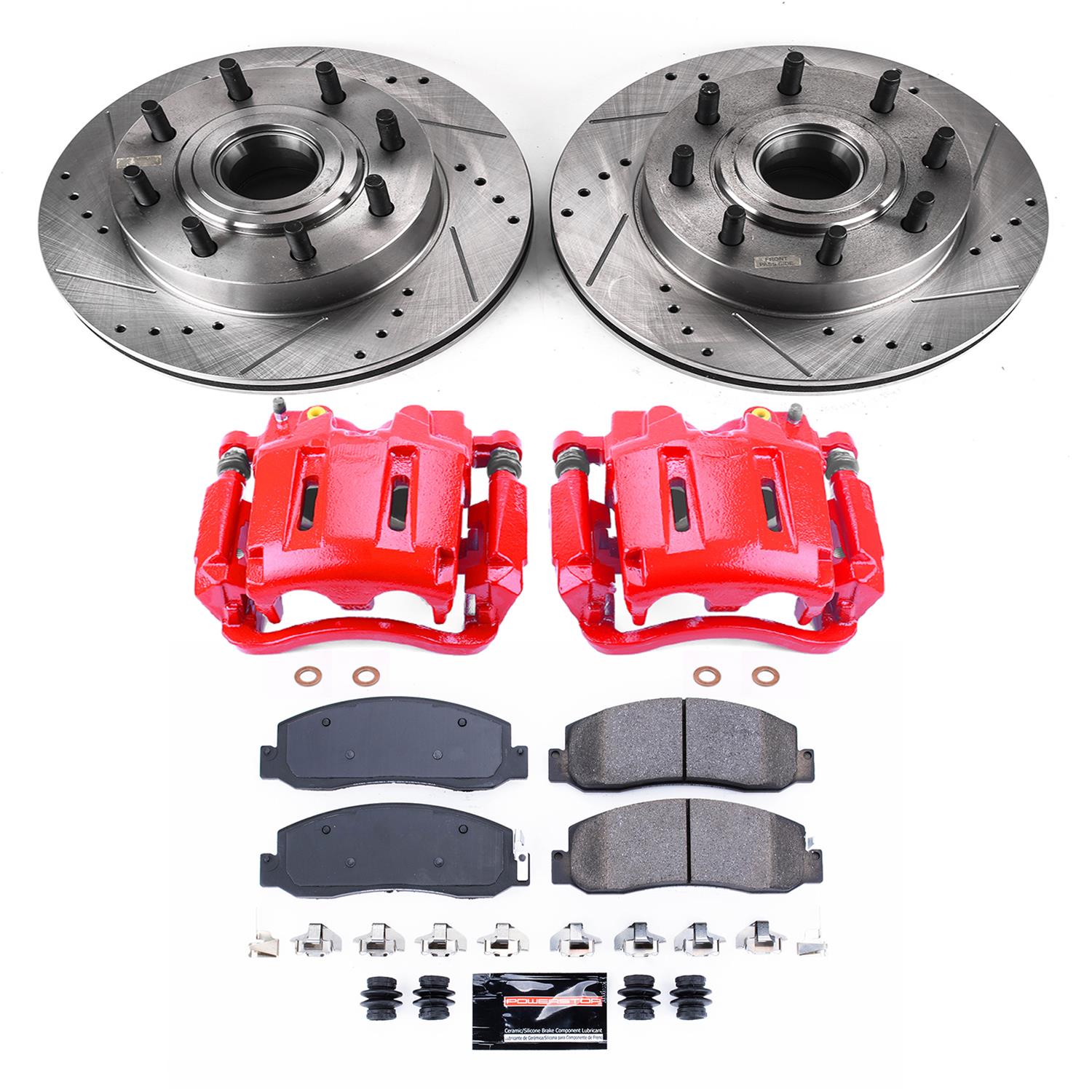 Power Stop 09-11 Ford F-250 Super Duty Front Z23 Evolution Kit w/Cals (1x psbZ23-1333, 1x psbS5022, 1x psbAR85138XL, 1x psbAR85138XR) thumbnail 3
