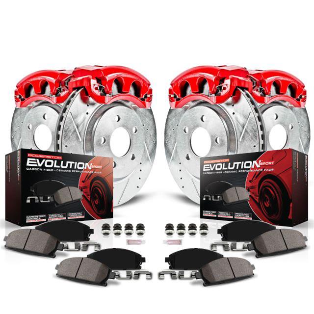 Power Stop K1071 Front /& Rear Brake Kit with Drilled//Slotted Brake Rotors and Z23 Evolution Ceramic Brake Pads