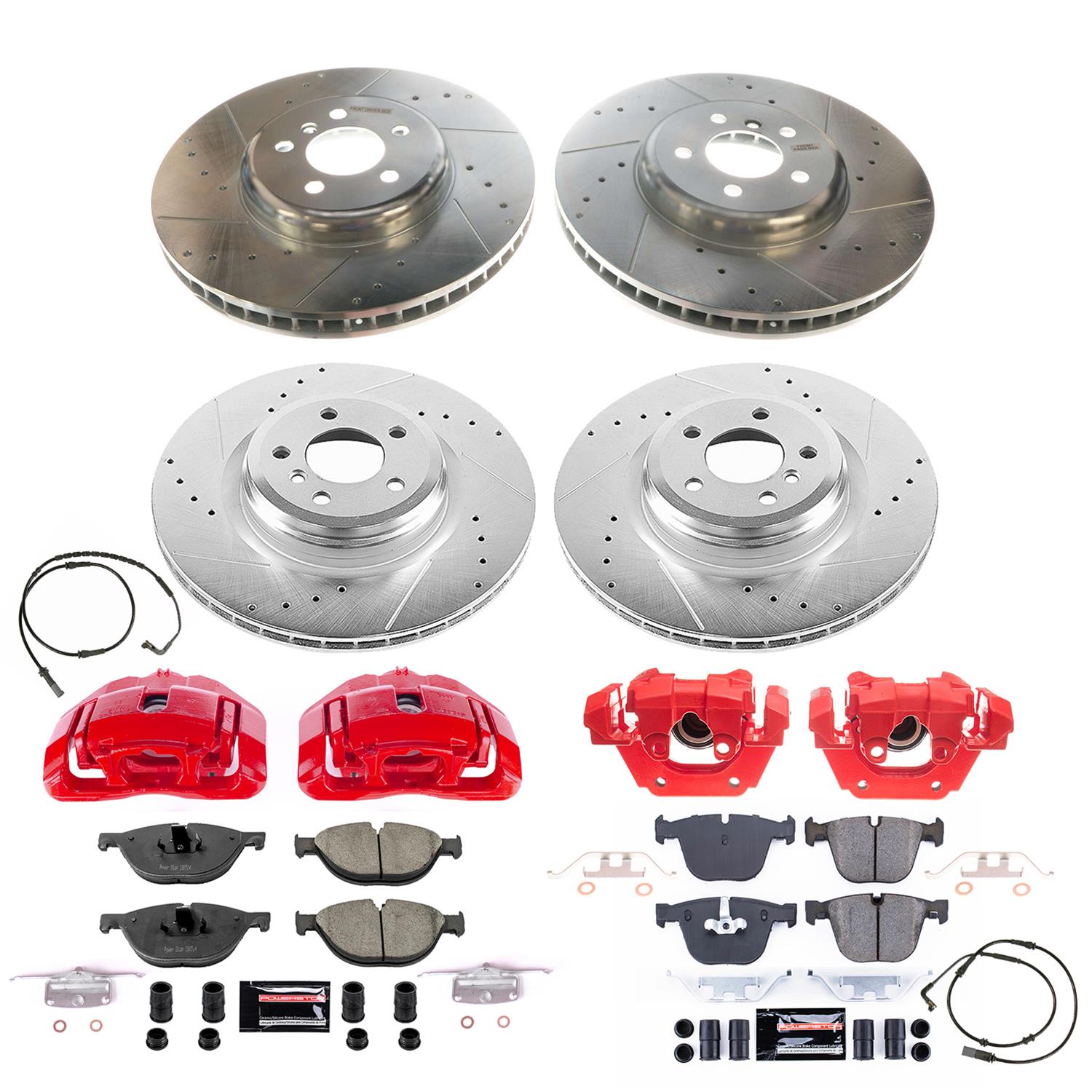 PowerStop Z23 Evolution Sport Brake Upgrade Kits with Calipers for 2009 750I, 750LI - KC6013 Disc Kits, Calipers, Cross-drilled/Slotted Rotors, Red Calipers, Front and Rear, BMW, Kit thumbnail 5