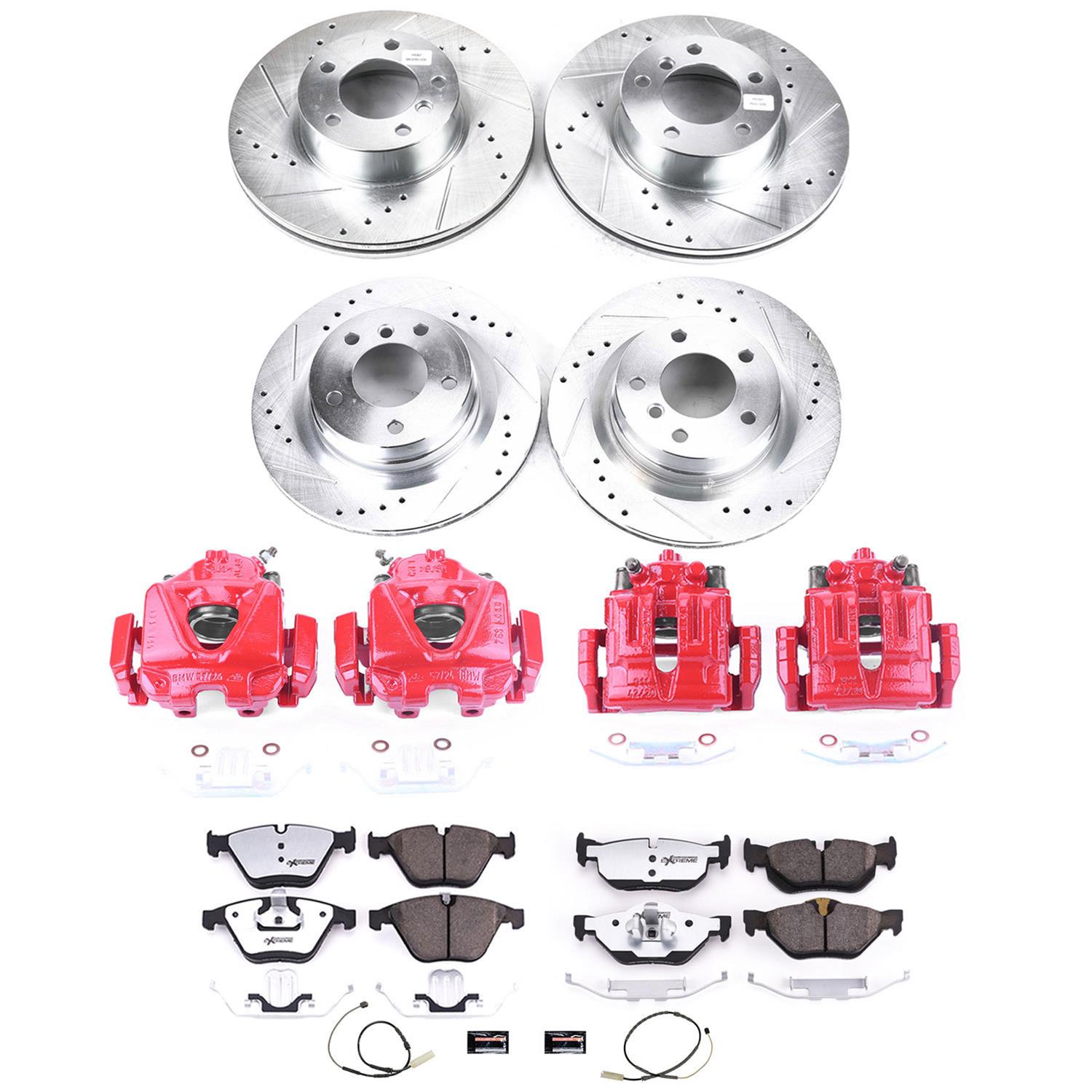 PowerStop Z26 Street Warrior Brake Upgrade Kits with Calipers for 2011-2013 328I - KC6072-26 Disc Kits, Performance Kits, Front and Rear, Cross-drilled/Slotted Rotors, 1-piston Red Calipers, BMW, Kit thumbnail 6