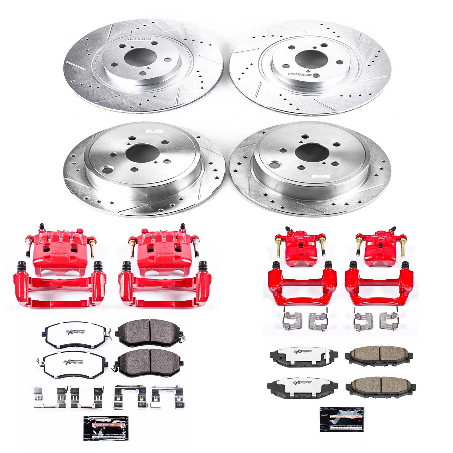 Power Stop 10-13 Subaru Forester Front & Rear Z26 Street Warrior Brake Kit w/Calipers (1x psbKC6082-26, 1x psbKC4631-26) thumbnail 2