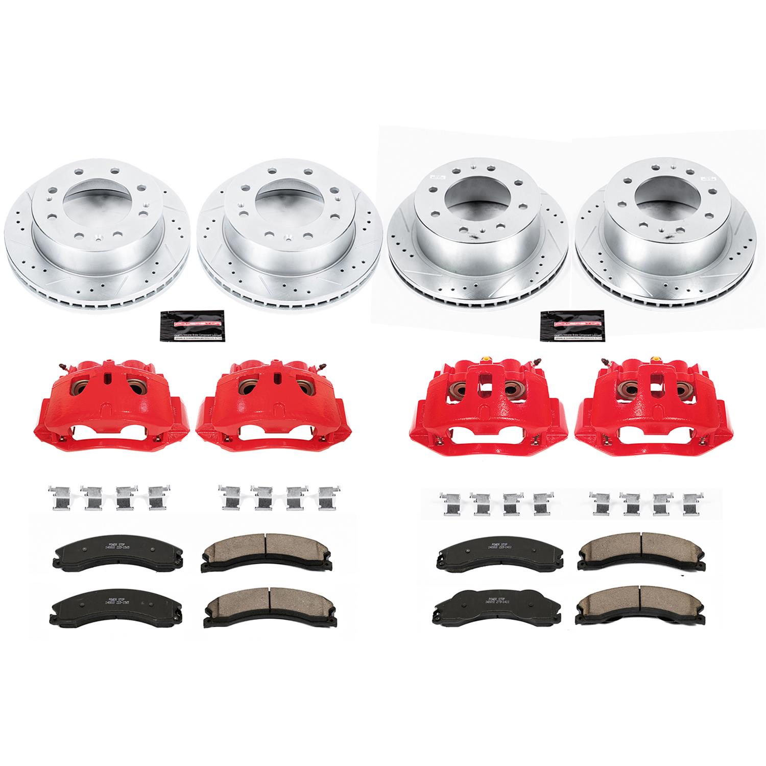 PowerStop Z23 Evolution Sport Brake Upgrade Kits with Calipers KC6259 Disc Kits, Red Calipers, Drilled/Slotted Rotors, Pads, Front/Rear, Chevrolet, GMC, Kit thumbnail 8