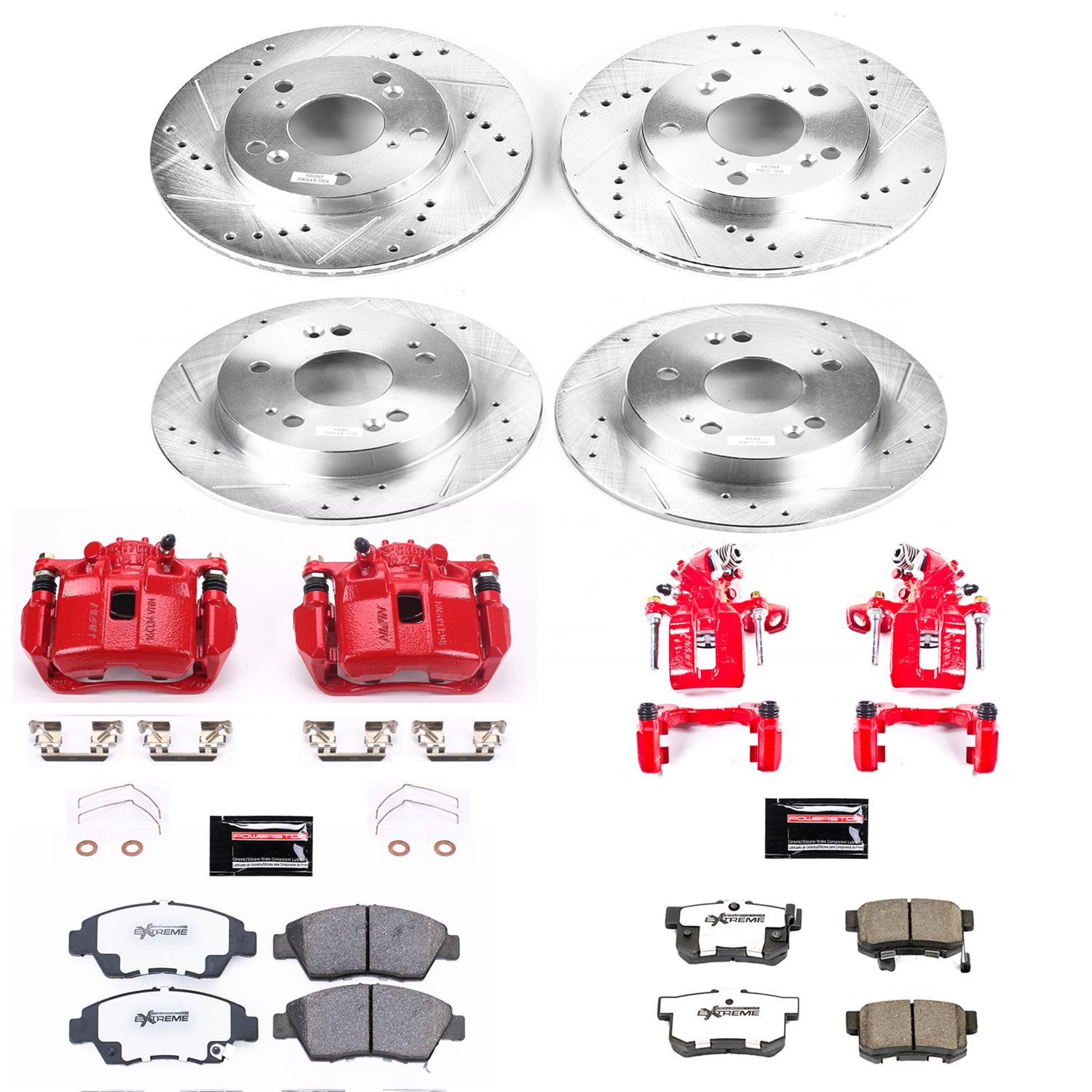 Power Stop 13-15 Acura ILX Front & Rear Z26 Street Warrior Brake Kit w/Calipers (1x psbKC6317-26, 1x psbKC1243-26) thumbnail 3