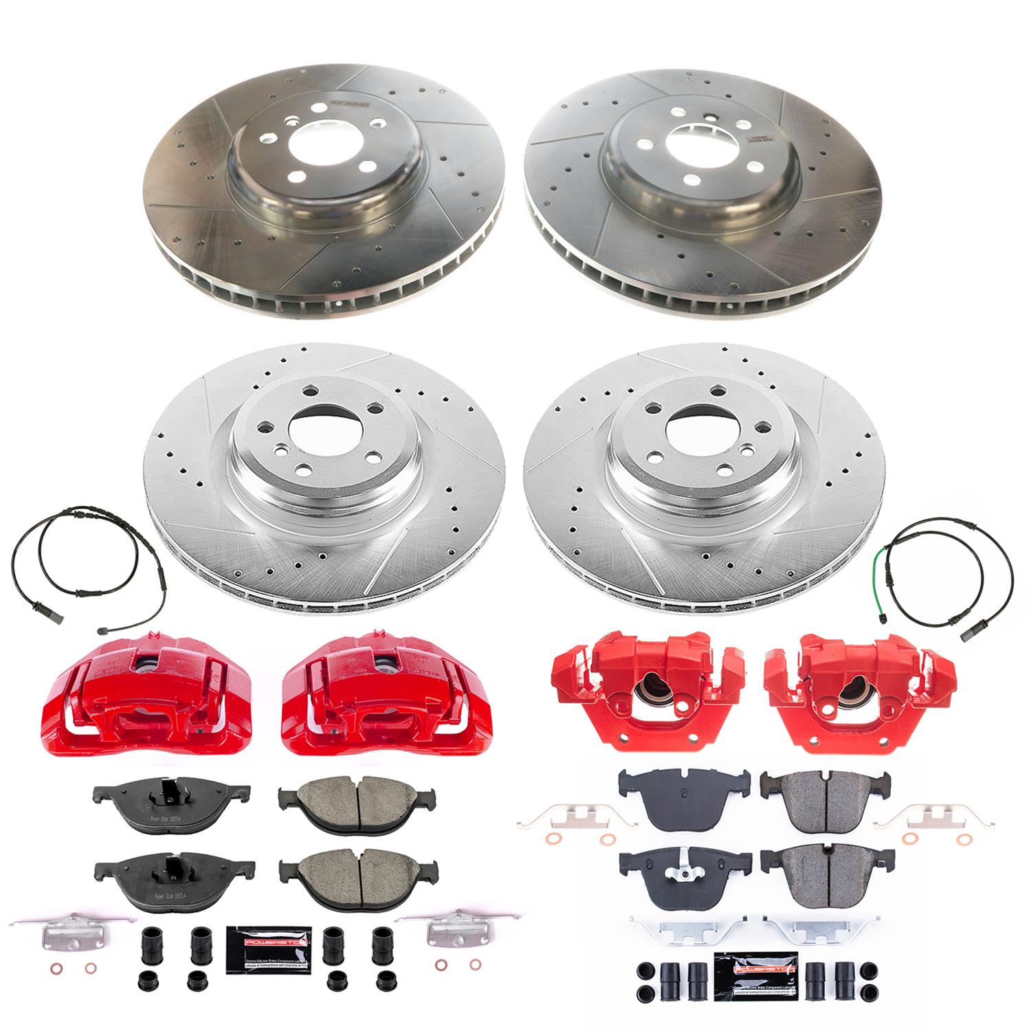 PowerStop Z23 Evolution Sport Brake Upgrade Kits with Calipers for 2010-2015 550I GT, 2010-2017 GT XDRIVE - KC6415 Disc Kits, Calipers, Cross-drilled/Slotted Rotors, Red Calipers, Front and Rear, BMW, Kit thumbnail 5