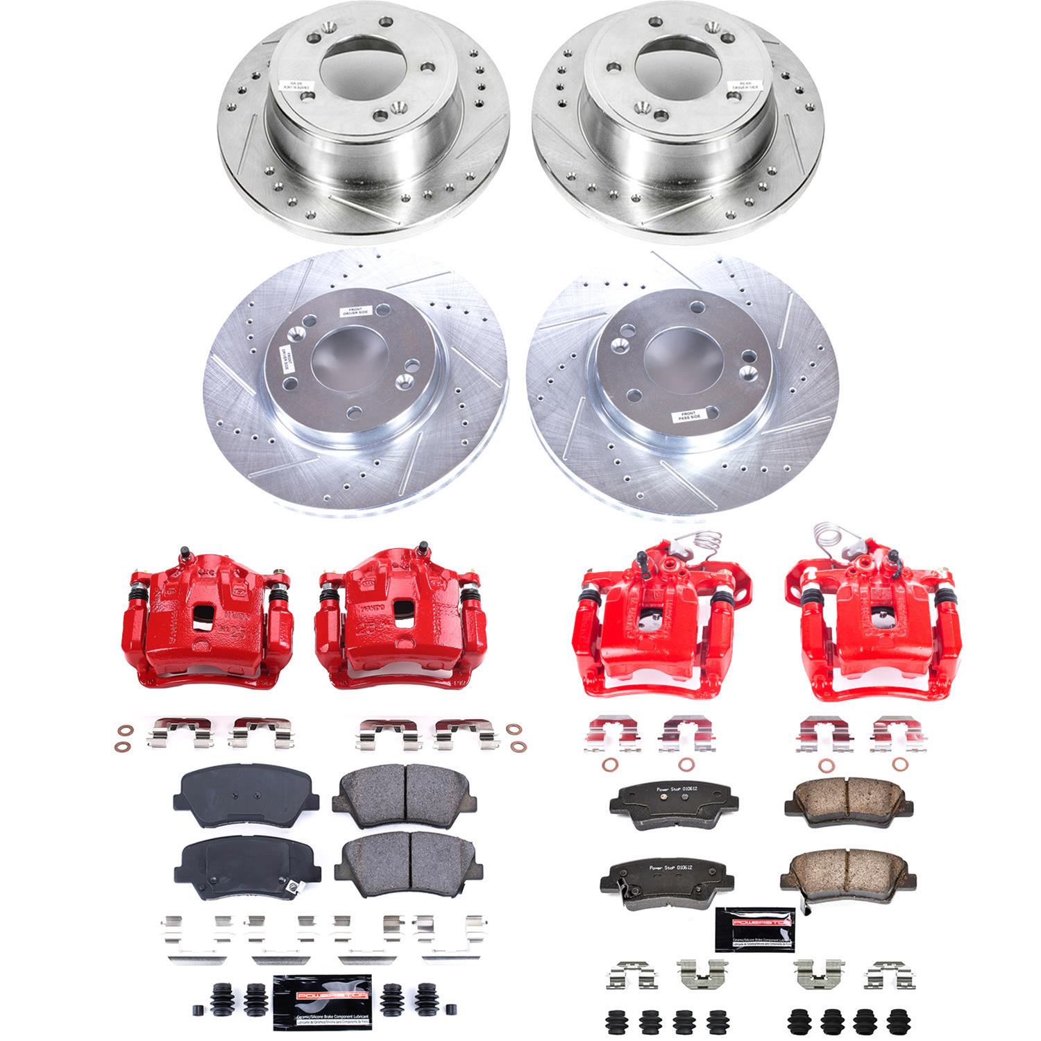 PowerStop Z23 Evolution Sport Brake Upgrade Kits with Calipers for 2011-2016 ELANTRA, 2013-2014 ELANTRA COUPE - KC6504 Disc Kit, Upgrade, Front and Rear, Cross-Drilled/Slotted Surface, Hyundai, Kit thumbnail 5