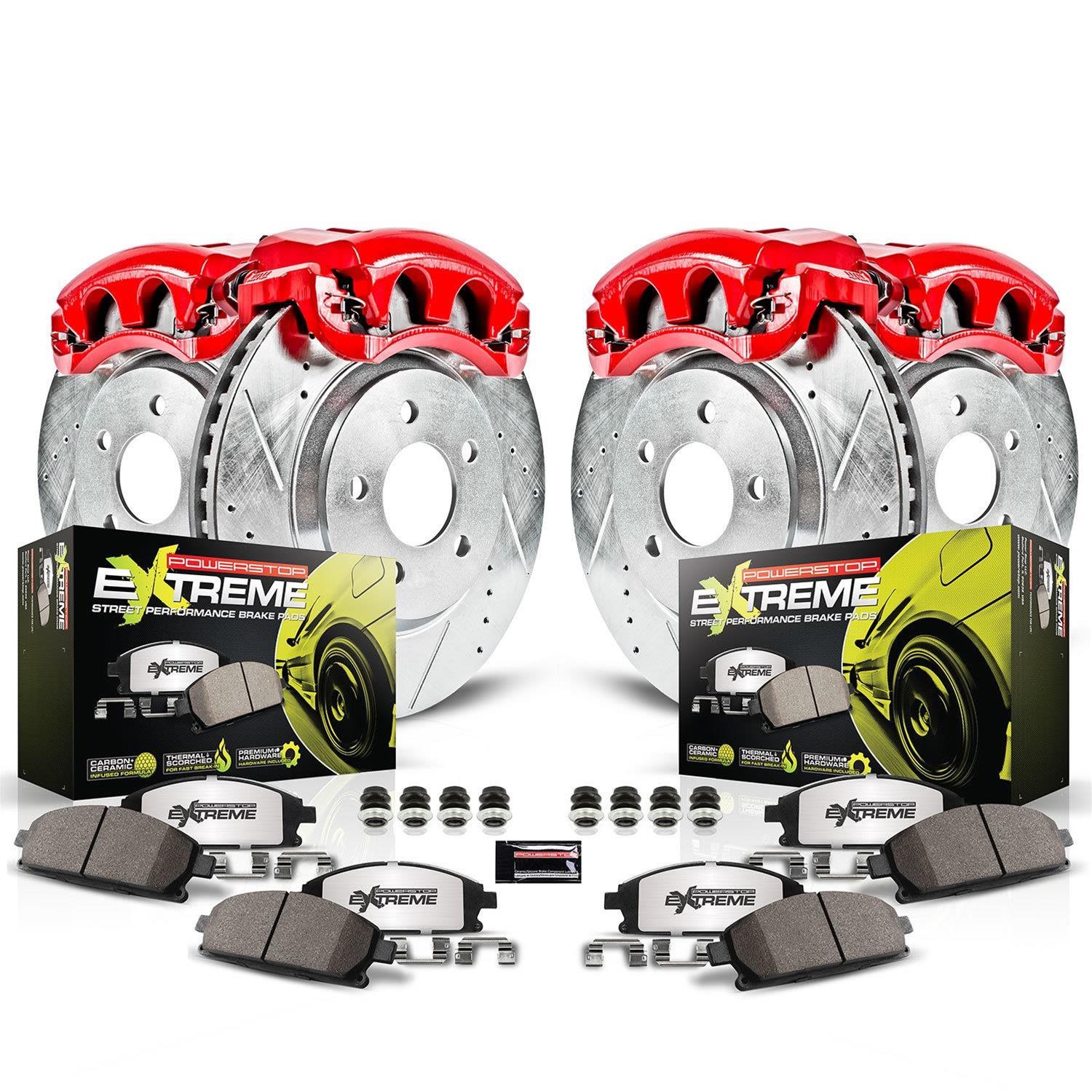Power Stop KC651326 Power Stop Z26 Street Warrior Brake Upgrade Kits with Calipers Summit Racing