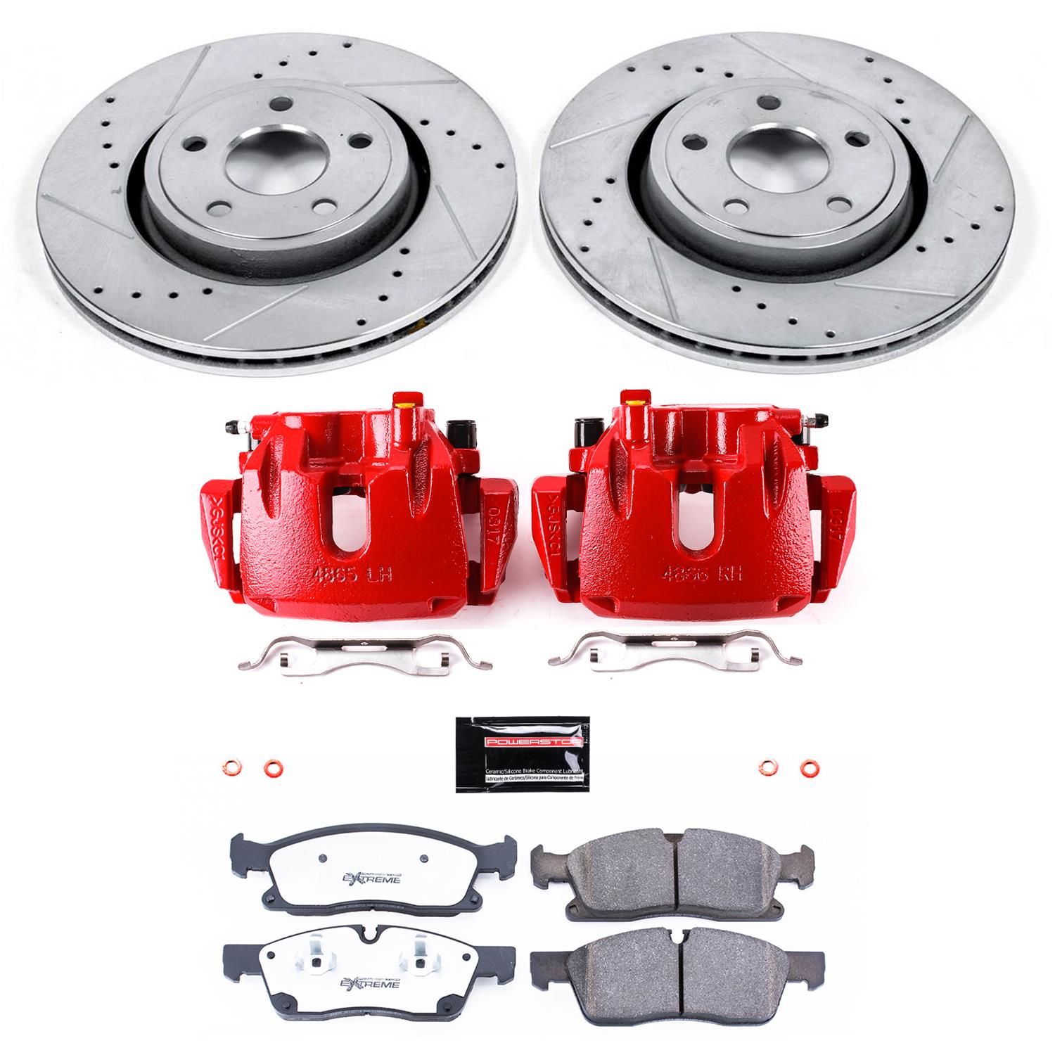 Power Stop 13-15 Jeep Grand Cherokee Front Z36 Truck & Tow Kit w/Cals (1x psbK6536-36, 1x psbS5296A) thumbnail 2