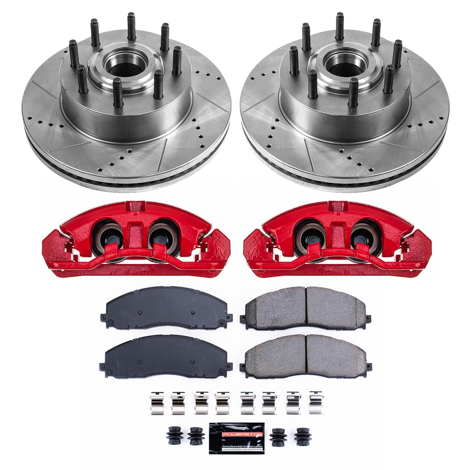 Power Stop 13-22 Ford F-350 Super Duty Front Z23 Evolution Kit w/Cals (1x psbZ23-1680, 1x psbS5486, 1x psbAR85169XL, 1x psbAR85169XR) thumbnail 4