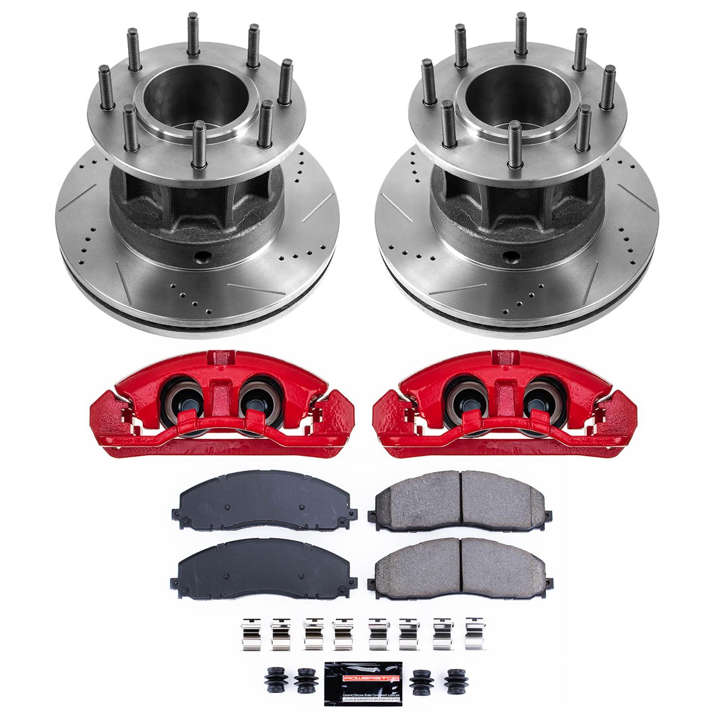 Power Stop 13-16 Ford F-350 Super Duty Front Z23 Evolution Kit w/Cals (1x psbZ23-1680, 1x psbS5486, 1x psbAR85170XL, 1x psbAR85170XR) thumbnail 2