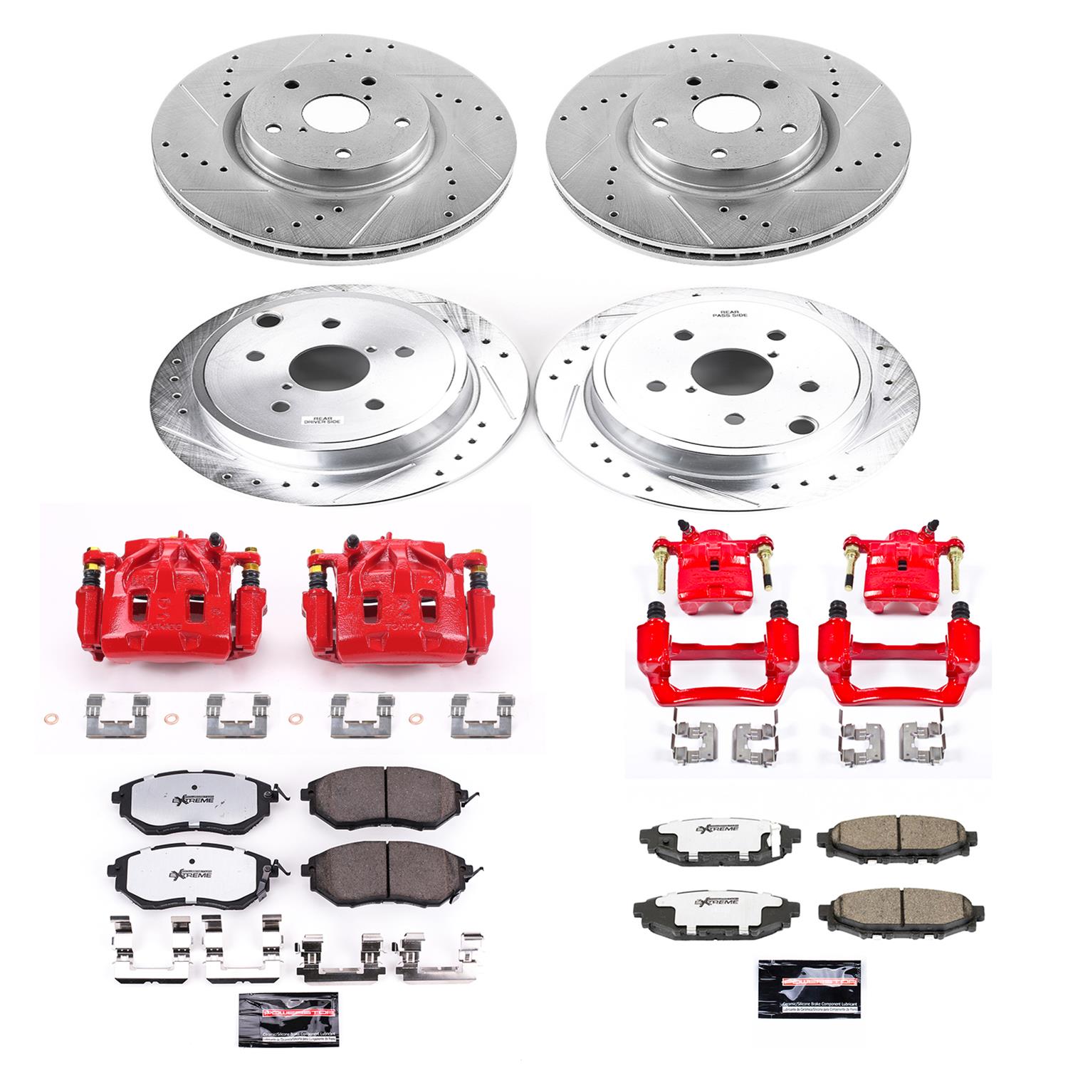 PowerStop Front and Rear Z26 Street Kit with Calipers | 2019 Nissan Rogue (KC7033-26) main image 1