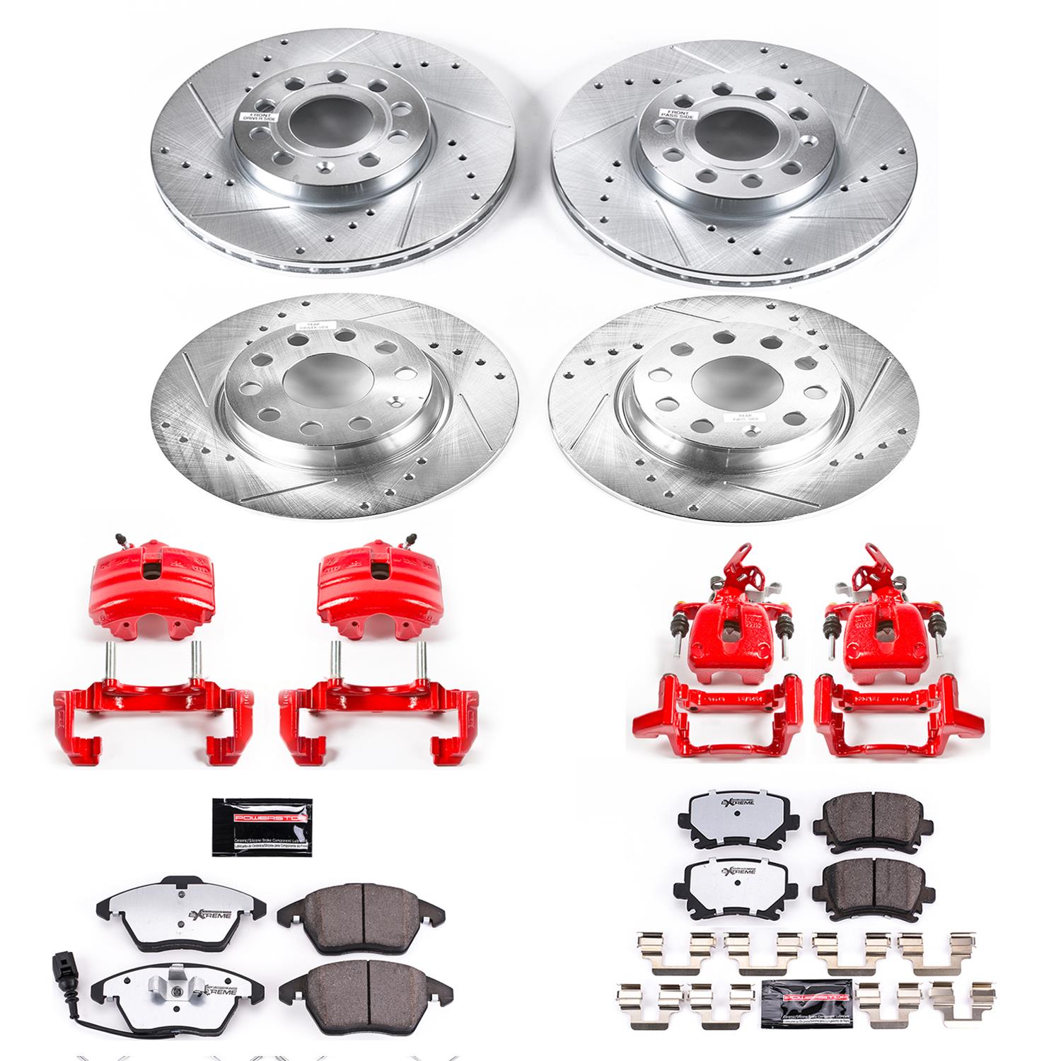 Power Stop 2010 Volkswagen Golf Front & Rear Z26 Street Warrior Brake Kit w/Calipers (1x psbKC5666-26, 1x psbKC4623-26) thumbnail 3
