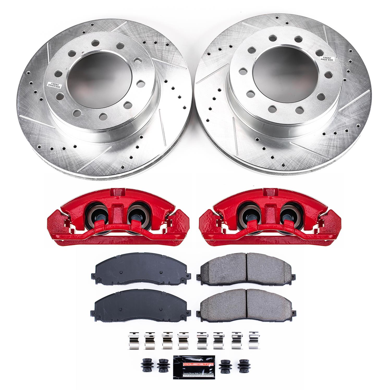 Power Stop 2016 Ford F-350 Super Duty Front Z23 Evolution Kit W/Cals (1x psbZ23-1680, 1x psbS5486, 1x psbAR85113XL, 1x psbAR85113XR) thumbnail 2