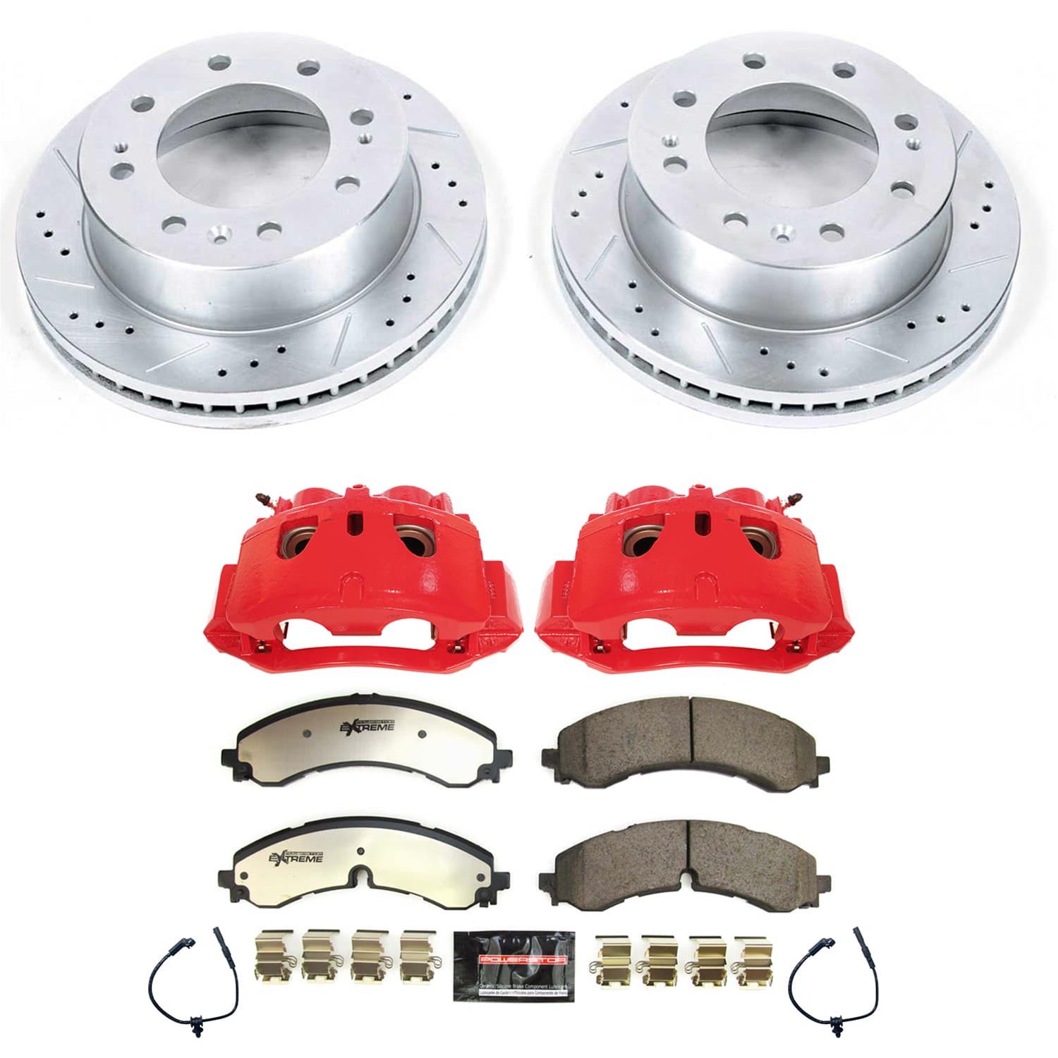 PowerStop Z36 Truck and Tow Brake Upgrade Kits with Calipers for 2020-2021 SILVERADO 3500 HD - KC8670B-36 Disc Kits, Calipers, Cross-drilled/Slotted Surface Rotors, Red Calipers, Front, Chevrolet, Kit thumbnail 7