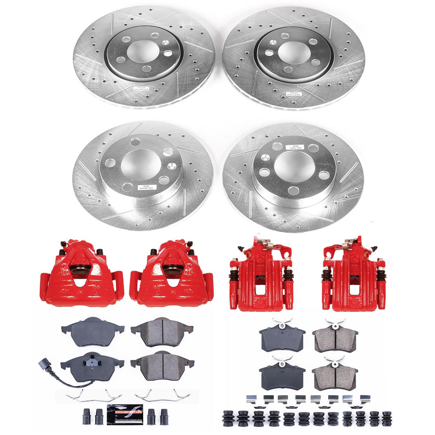 PowerStop Z23 Evolution Sport Brake Upgrade Kits with Calipers for 2000-2010 BEETLE, 2000-2006 GOLF - KC899B Disc Kits, Pads, Drilled/Slotted Rotors, Red Calipers, Front/Rear, Volkswagen, Kit thumbnail 5