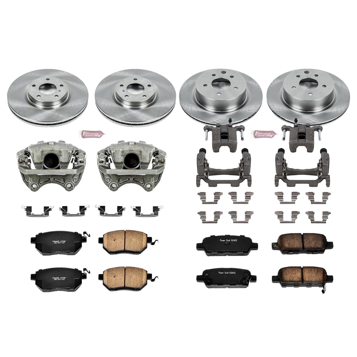 Power Stop Z17 Evolution Plus Stock Replacement Brake Kits with Calipers KCOE117 Disc Kits, Autospecialty Calipers, Front and Rear, Solid Surface Rotors, 1-piston Calipers, for Nissan, Kit thumbnail 2