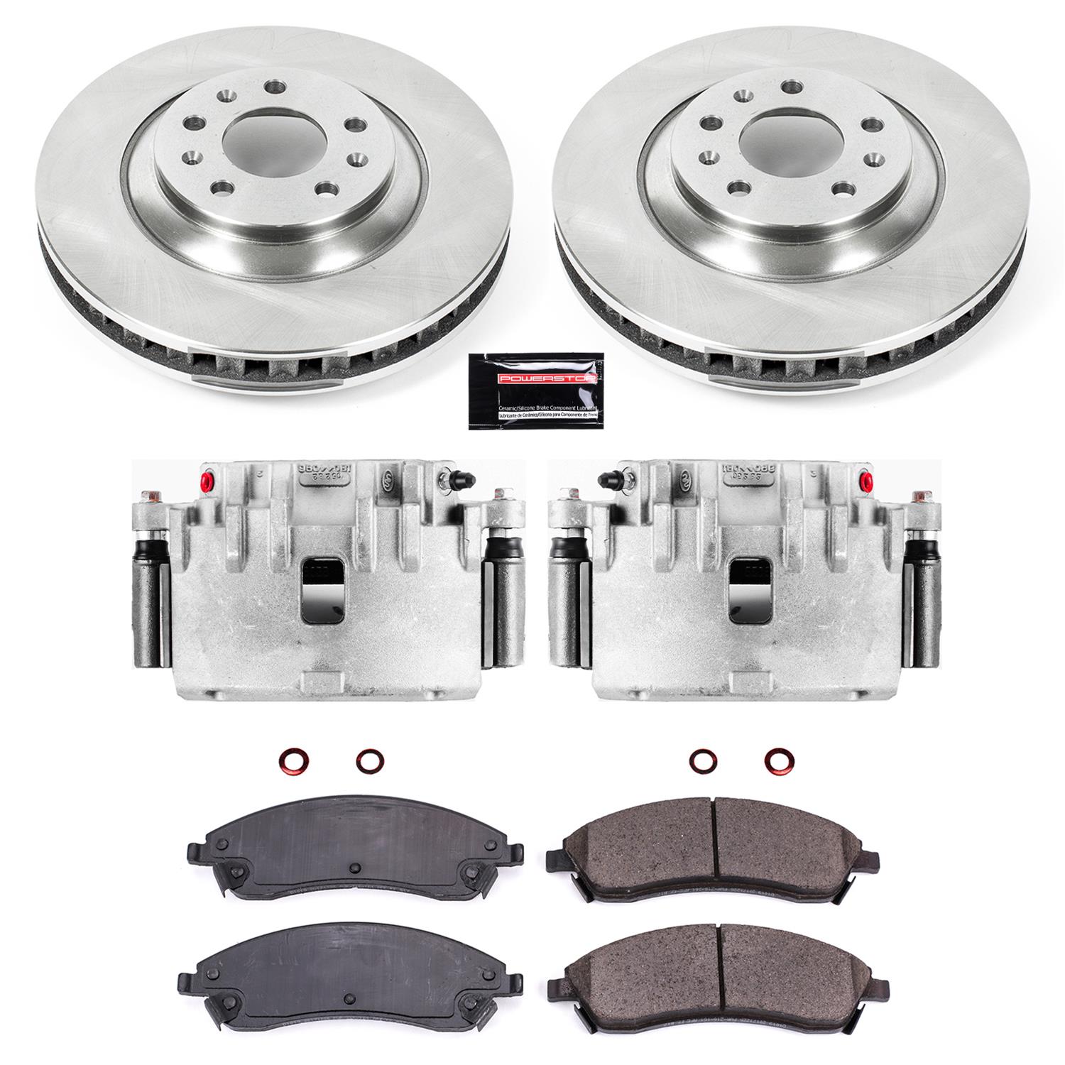 Power Stop 04-05 Pontiac Bonneville Front Autospecialty Kit w/Cals (2x psbAR82107, 1x psbL4966, 1x psbL4967, 1x psb16-1019) thumbnail 2