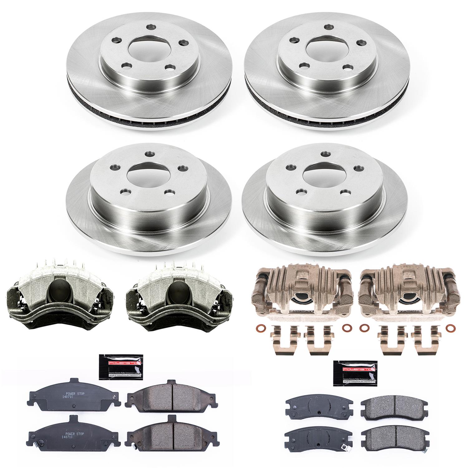 PowerStop Z17 Evolution Plus Stock Replacement Brake Kits with Calipers for 1999-2004 ALERO, 1999-2005 GRAND AM - KCOE1552 Disc Kit, Replacement, Front and Rear, Solid Surface, Oldsmobile, Pontiac, Kit thumbnail 2
