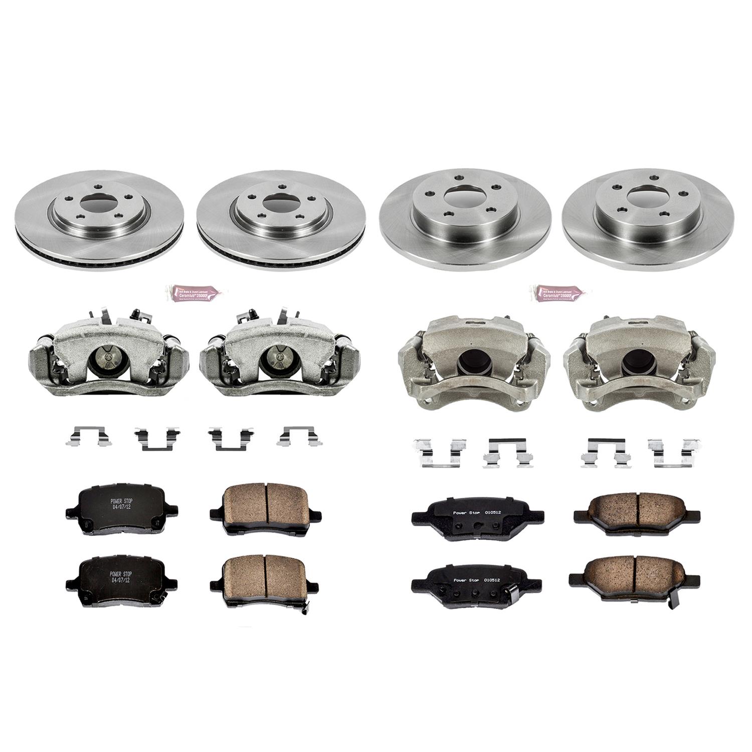 PowerStop Z17 Evolution Plus Stock Replacement Brake Kits with Calipers KCOE1612 Disc Kits, Autospecialty Kits, Front and Rear, Solid Surface Rotors, 1-piston Calipers, Chevrolet, Pontiac, Saturn, Kit thumbnail 2