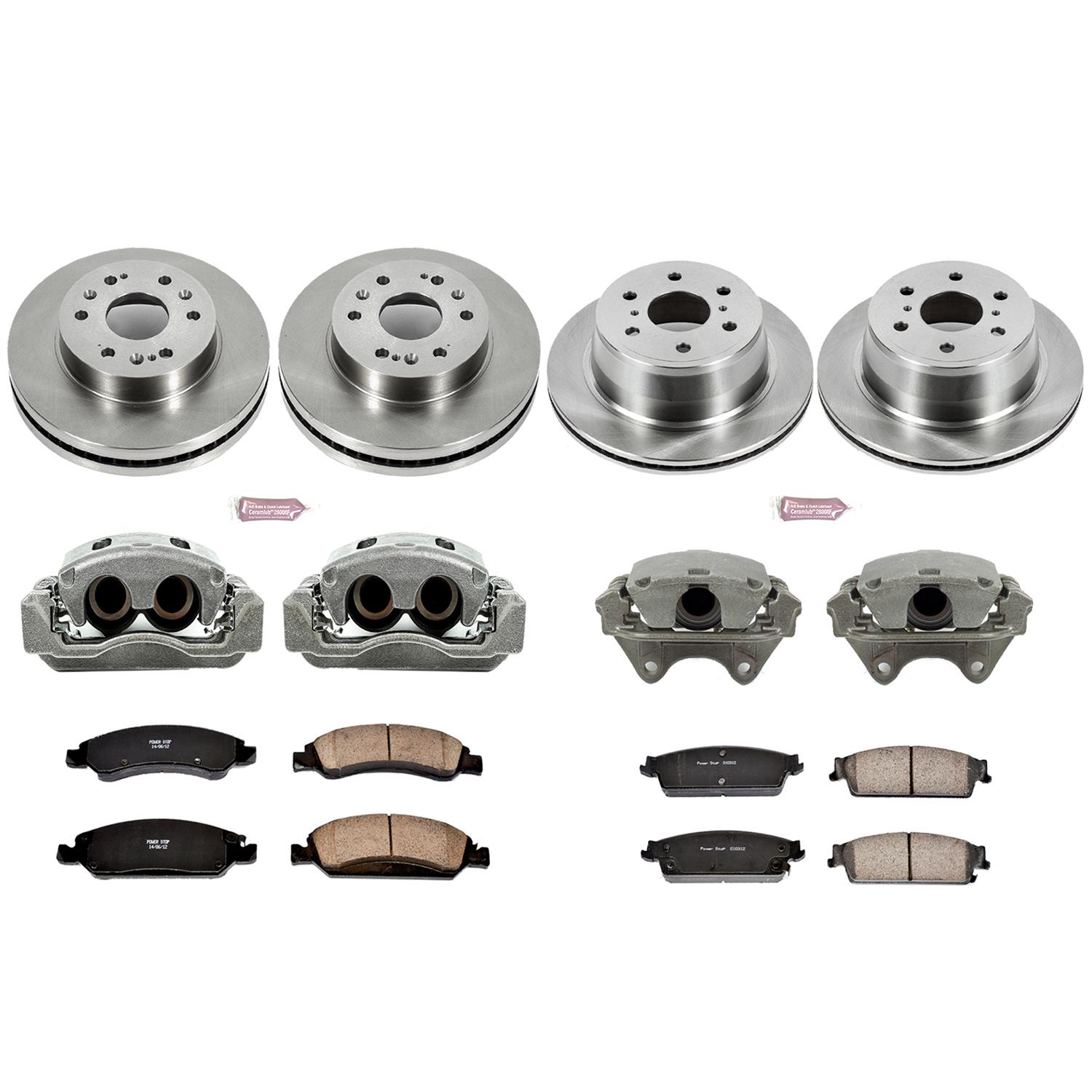 PowerStop Z17 Evolution Plus Stock Replacement Brake Kits with Calipers KCOE2070 Disc Kits, Autospecialty Kits, Front and Rear, Solid Surface Rotors, Cast Iron Calipers, Cadillac, Chevrolet, GMC, Kit thumbnail 2