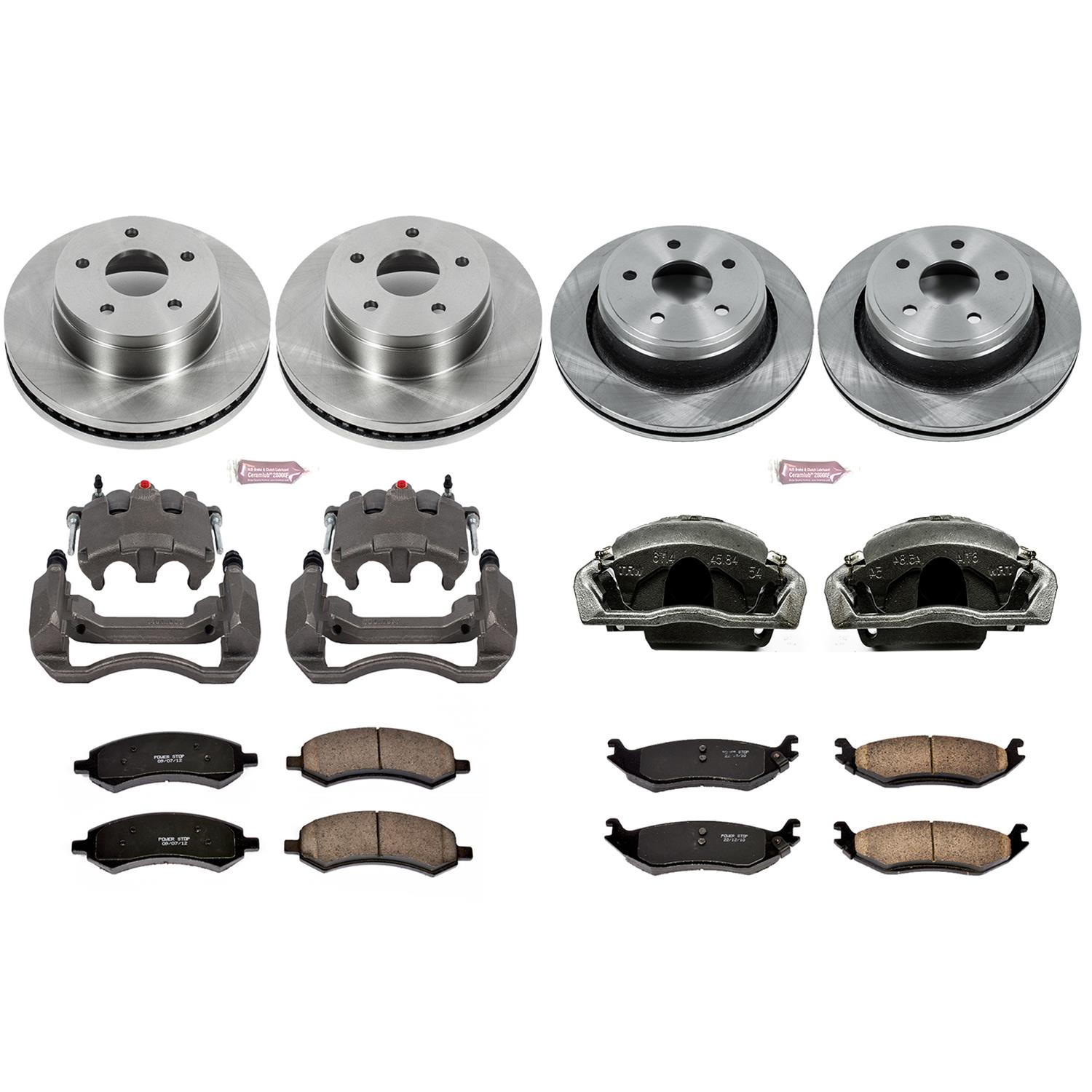 PowerStop Z17 Evolution Plus Stock Replacement Brake Kits with Calipers for 2006-2008 RAM 1500 - KCOE2164 Disc Kit, Replacement, Front and Rear, Solid Surface Rotors, Dodge, Kit thumbnail 2