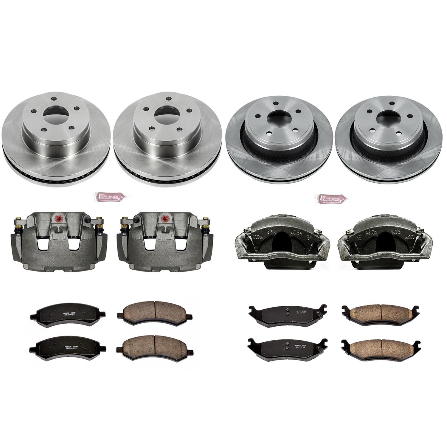 Power Stop Z17 Evolution Plus Stock Replacement Brake Kits with Calipers KCOE2164A Disc Kits, Autospecialty Kits, Front and Rear, Solid Surface Rotors, Cast Iron Calipers, Chrysler, Dodge, Ram, Kit thumbnail 2