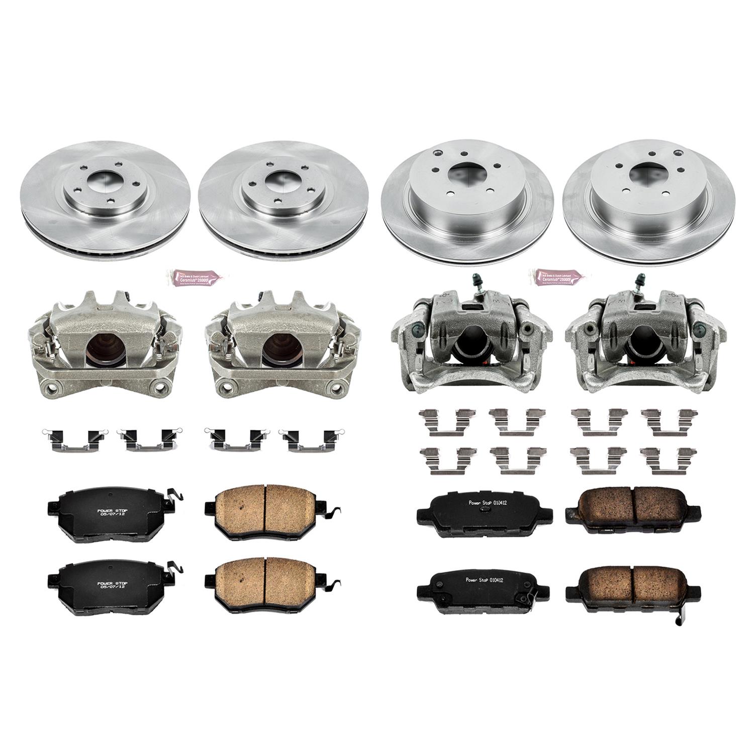 PowerStop Z17 Evolution Plus Stock Replacement Brake Kits with Calipers for 2003-2005 MURANO - KCOE2767 Disc Kits, Autospecialty Calipers, Front and Rear, Solid Surface Rotors, 1-piston Calipers, Nissan, Kit thumbnail 2
