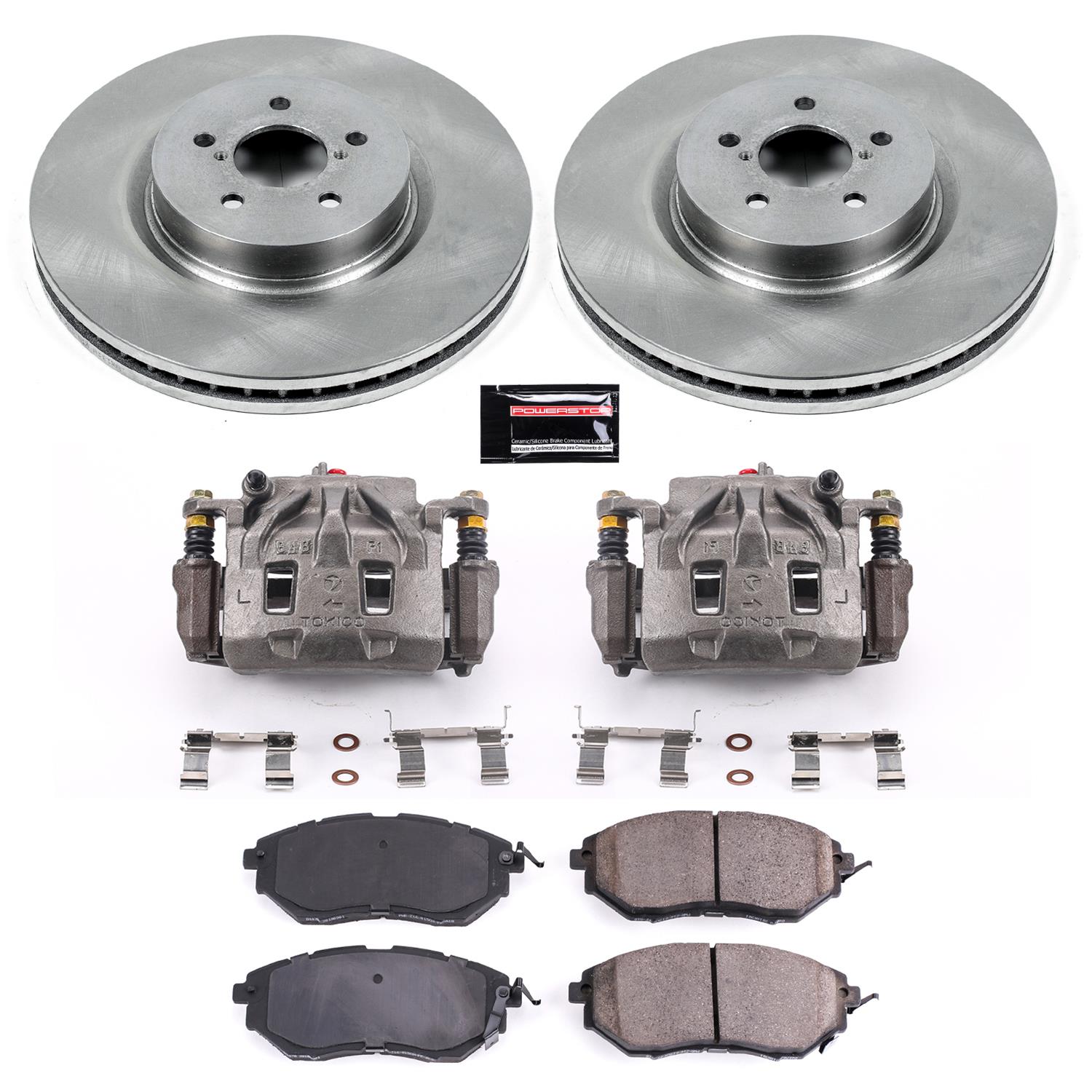 Power Stop 10-14 Subaru Outback Front Autospecialty Kit w/Cals (2x psbJBR1318, 1x psbL3348, 1x psbL3349, 1x psb16-1078) thumbnail 2