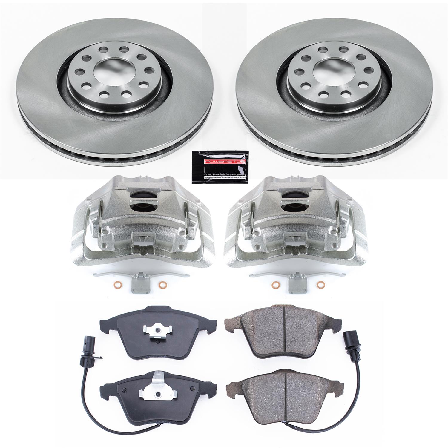 Power Stop 05-09 Audi A4 Quattro Front Autospecialty Kit w/Cals (2x psbEBR637, 1x psbL3246, 1x psbL3247, 1x psb16-915A) thumbnail 2