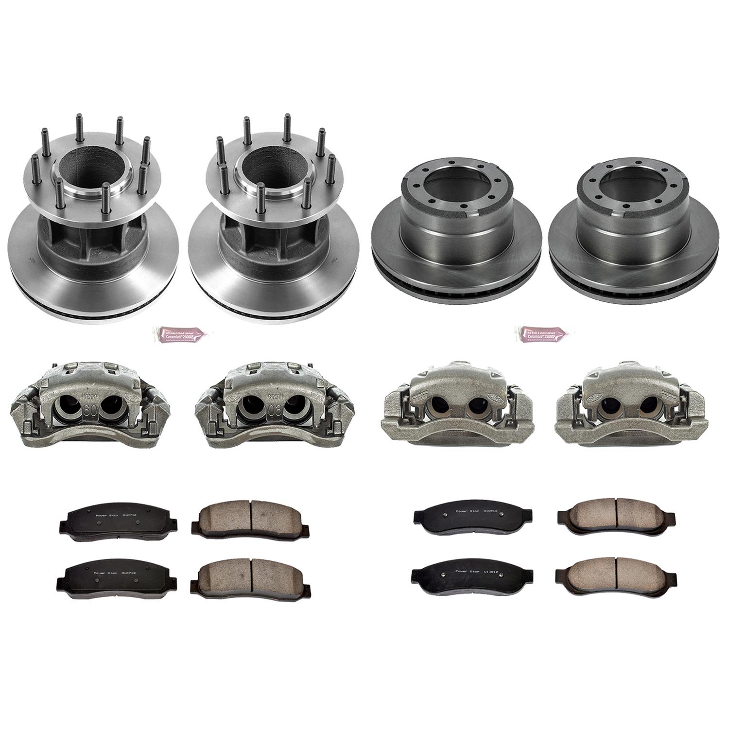 Power Stop Z17 Evolution Plus Stock Replacement Brake Kits with Calipers KCOE4034 Disc Kits, Autospecialty Kits, Front and Rear, Solid Surface Rotors, 2-piston Calipers, Dual Rear Wheels Only, Ford, Kit thumbnail 2