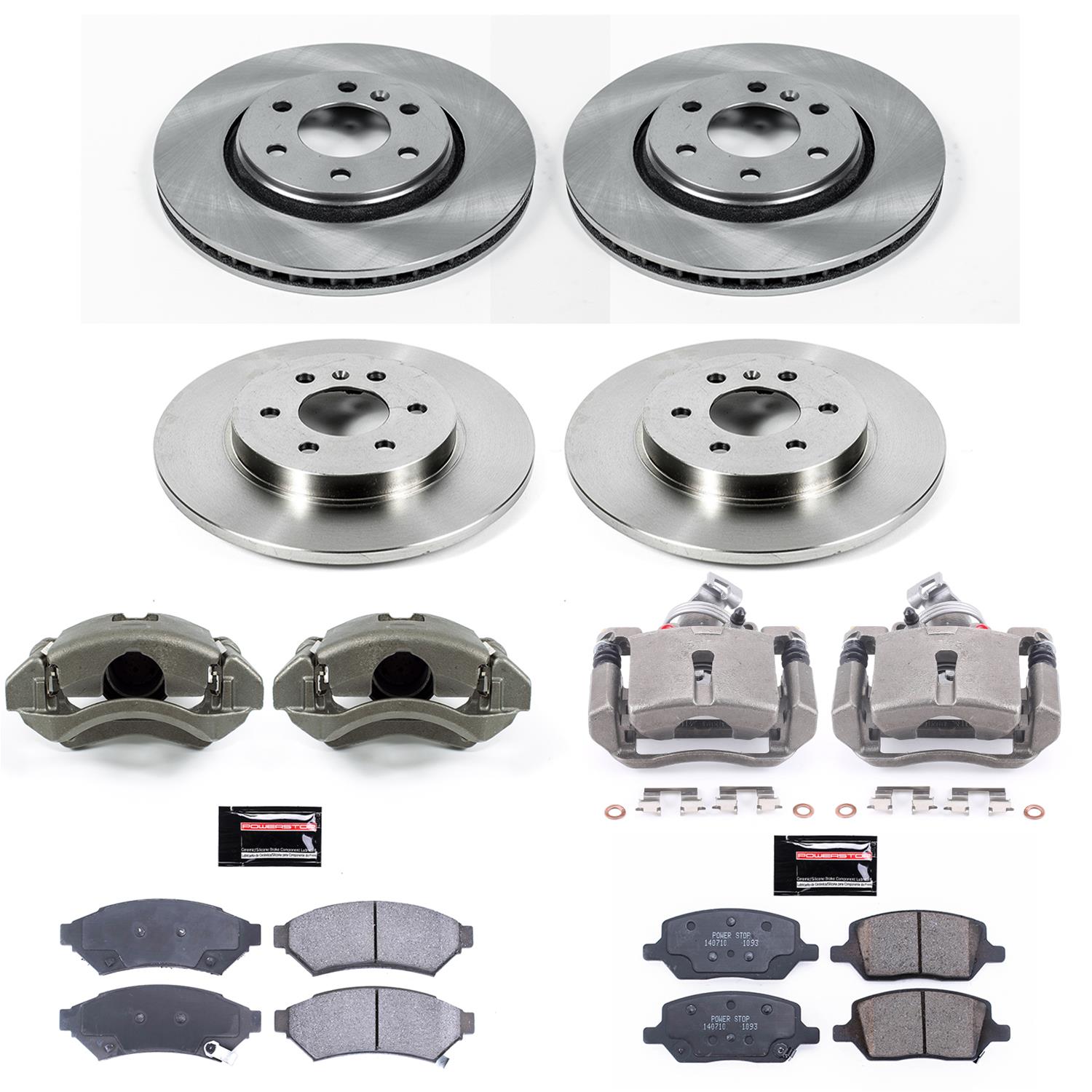 PowerStop Z17 Evolution Plus Stock Replacement Brake Kits with Calipers KCOE4048 Disc Kits, Autospecialty Kits, Front and Rear, Solid Surface Rotors, 1-piston Calipers, Buick, Chevrolet, Saturn, Kit thumbnail 2