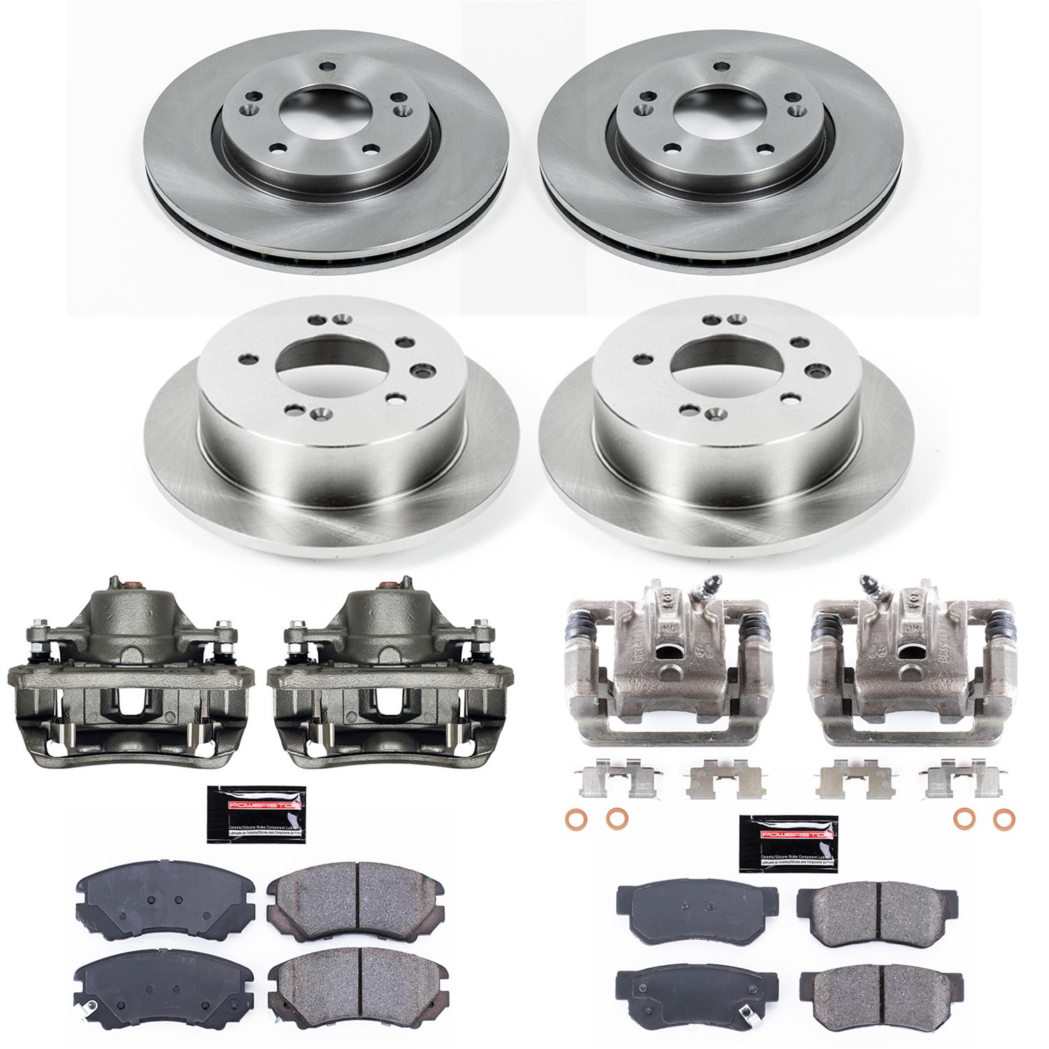 Power Stop 07-10 Hyundai Elantra Front & Rear Autospecialty Brake Kit w/Calipers (1x psbKCOE5291, 1x psbKCOE5210) thumbnail 2