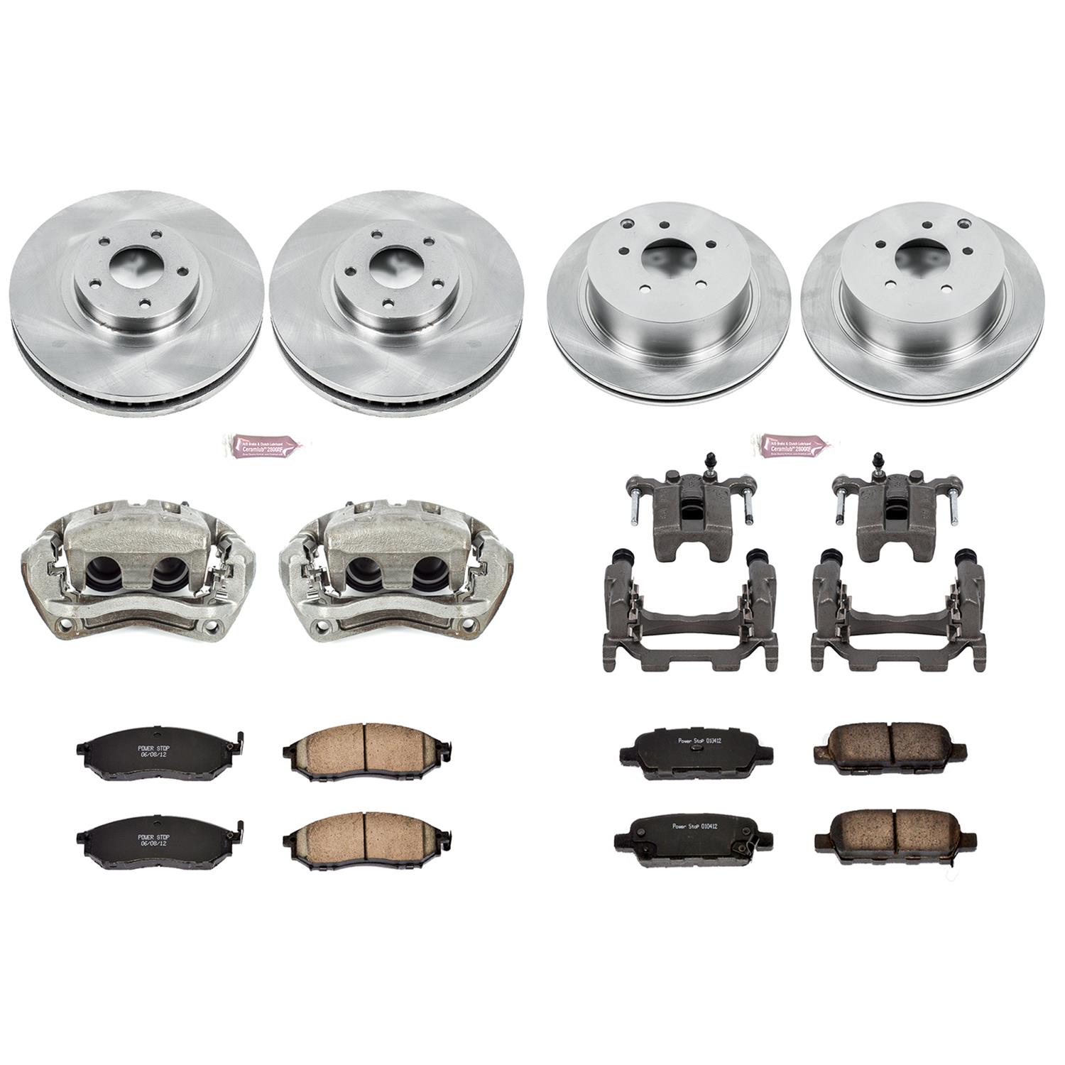 PowerStop Z17 Evolution Plus Stock Replacement Brake Kits with Calipers for 2011-2014 MURANO - KCOE4476 Rotors, Pads, Natural Calipers, Replacement, Front/Rear, Nissan, Kit thumbnail 2