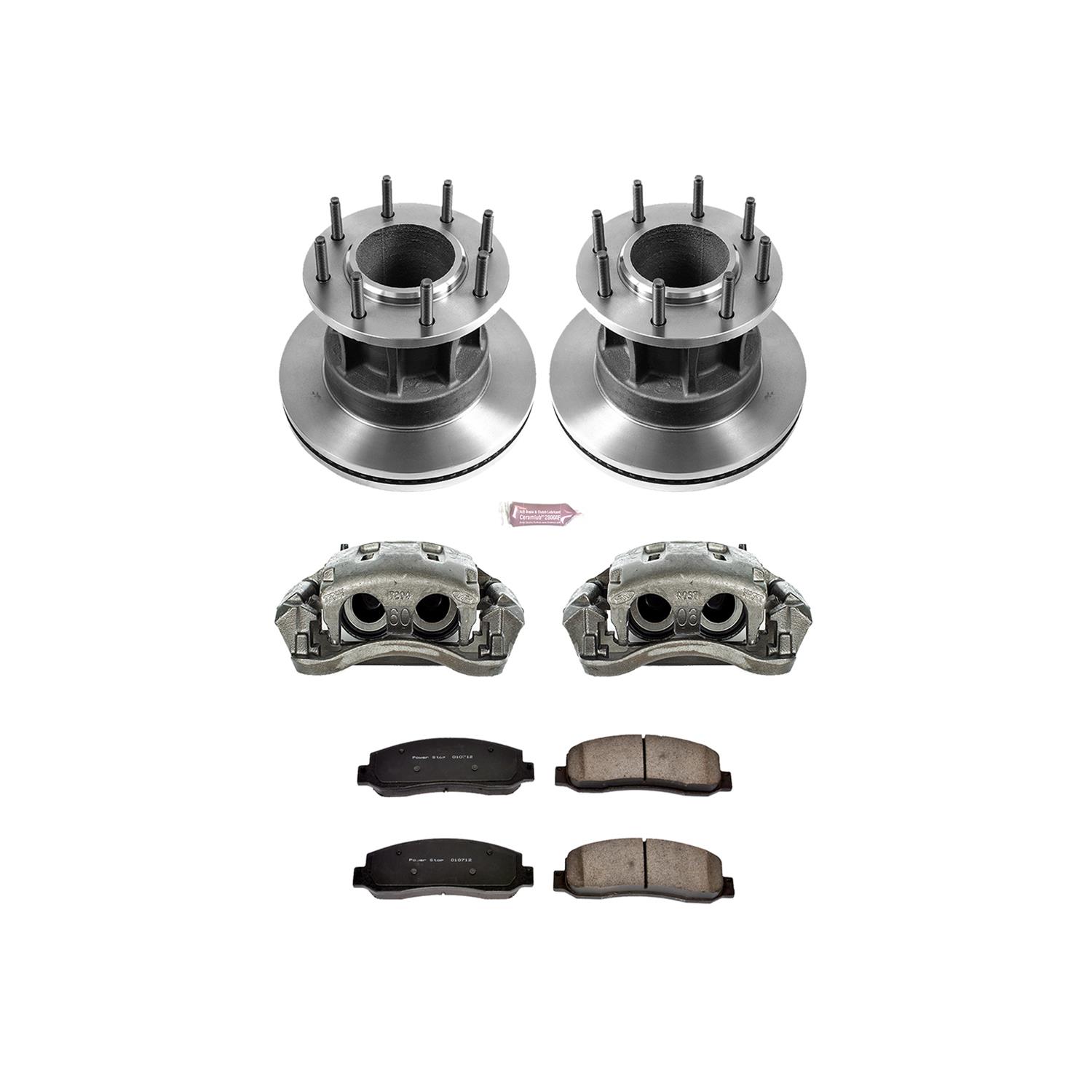 Power Stop Z17 Evolution Plus Stock Replacement Brake Kits with Calipers KCOE4597 Disc Kits, Autospecialty Kits, Front, Solid Surface Rotors, 2-piston Calipers, Dual Rear Wheels Only, Ford, Kit thumbnail 2